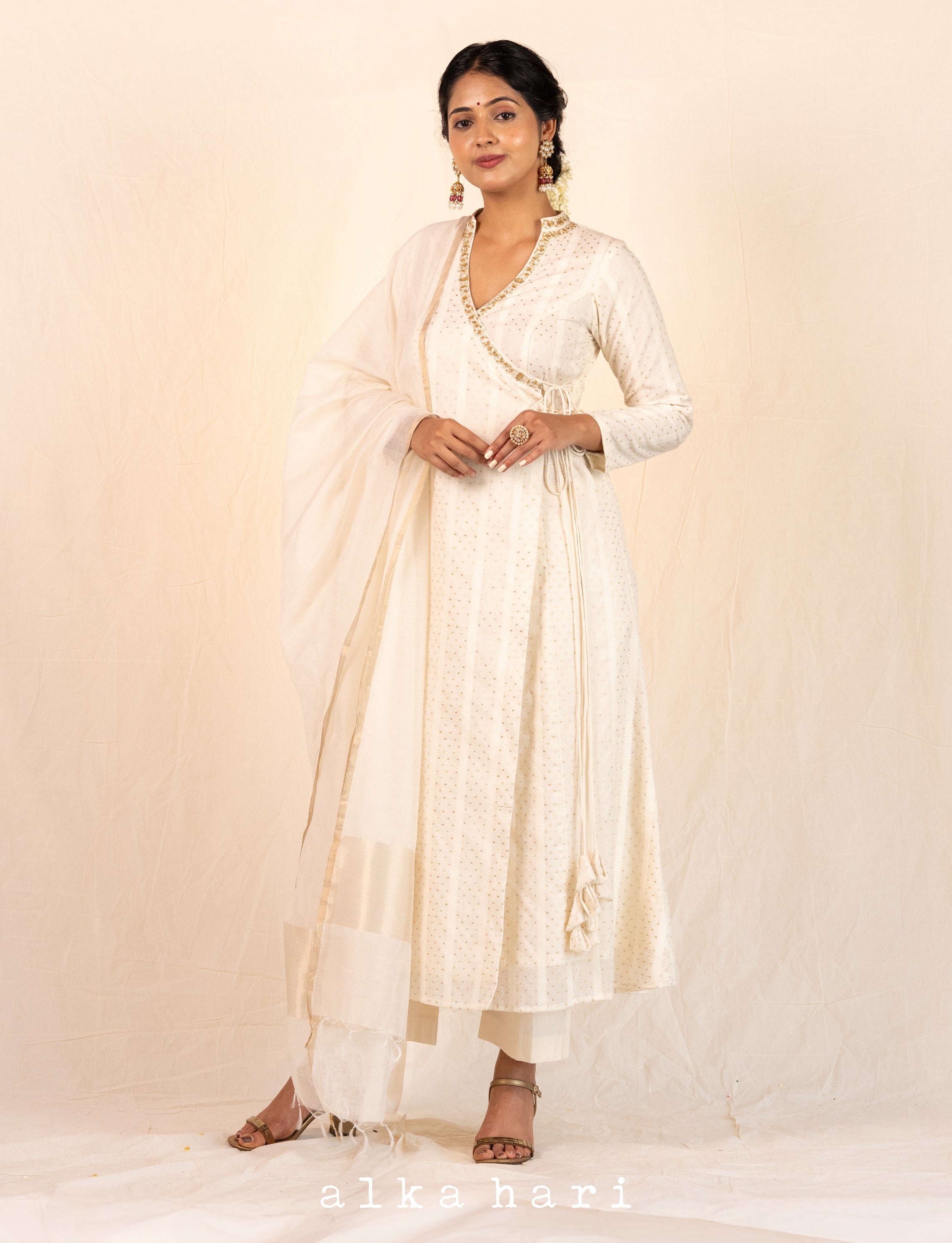 Off White Embroidered Angarkha Anarkali