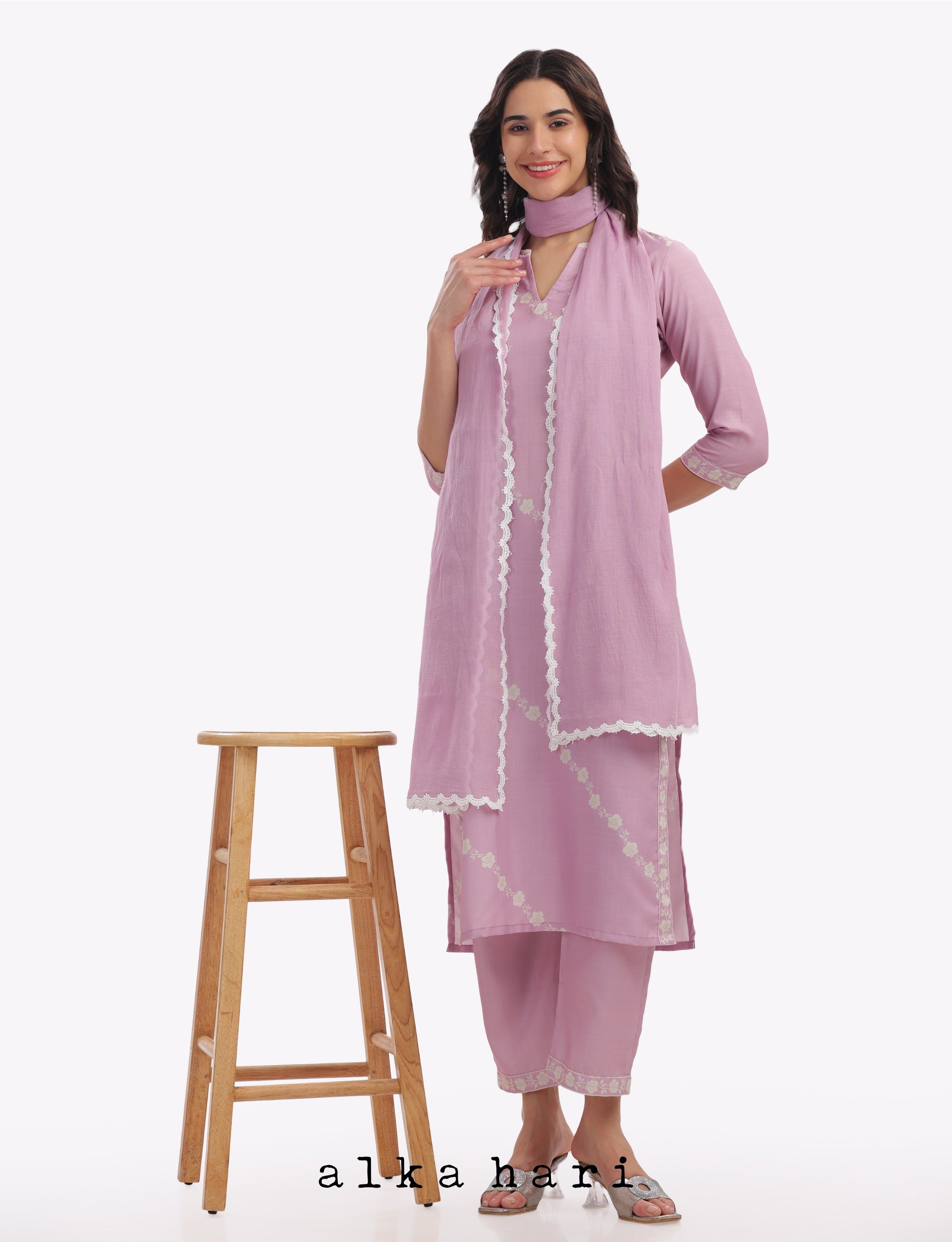 Pink Floral Printed Kurta