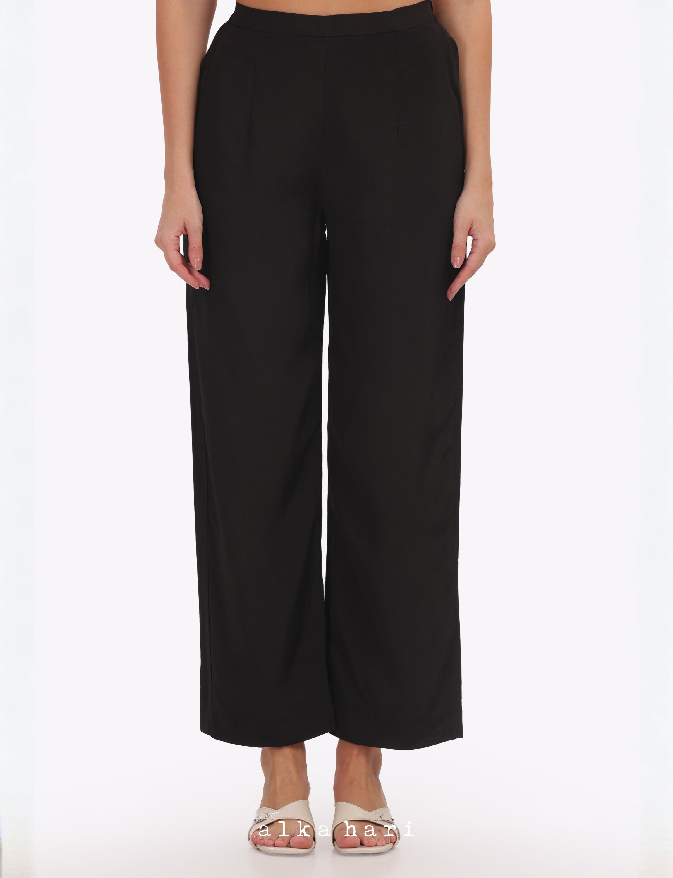 Black Silk Palazzo Pants