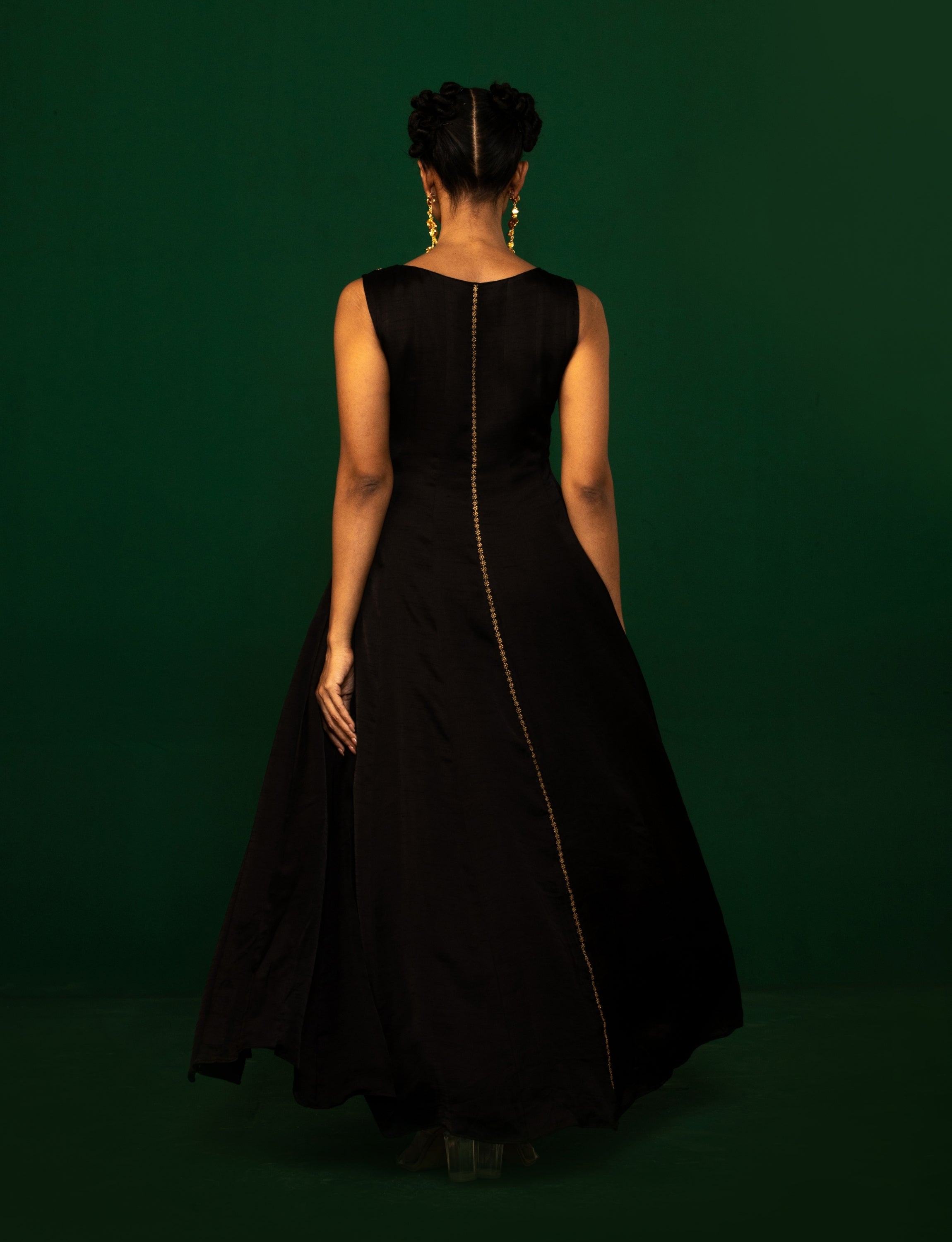 Black Silk Embroidered Dress