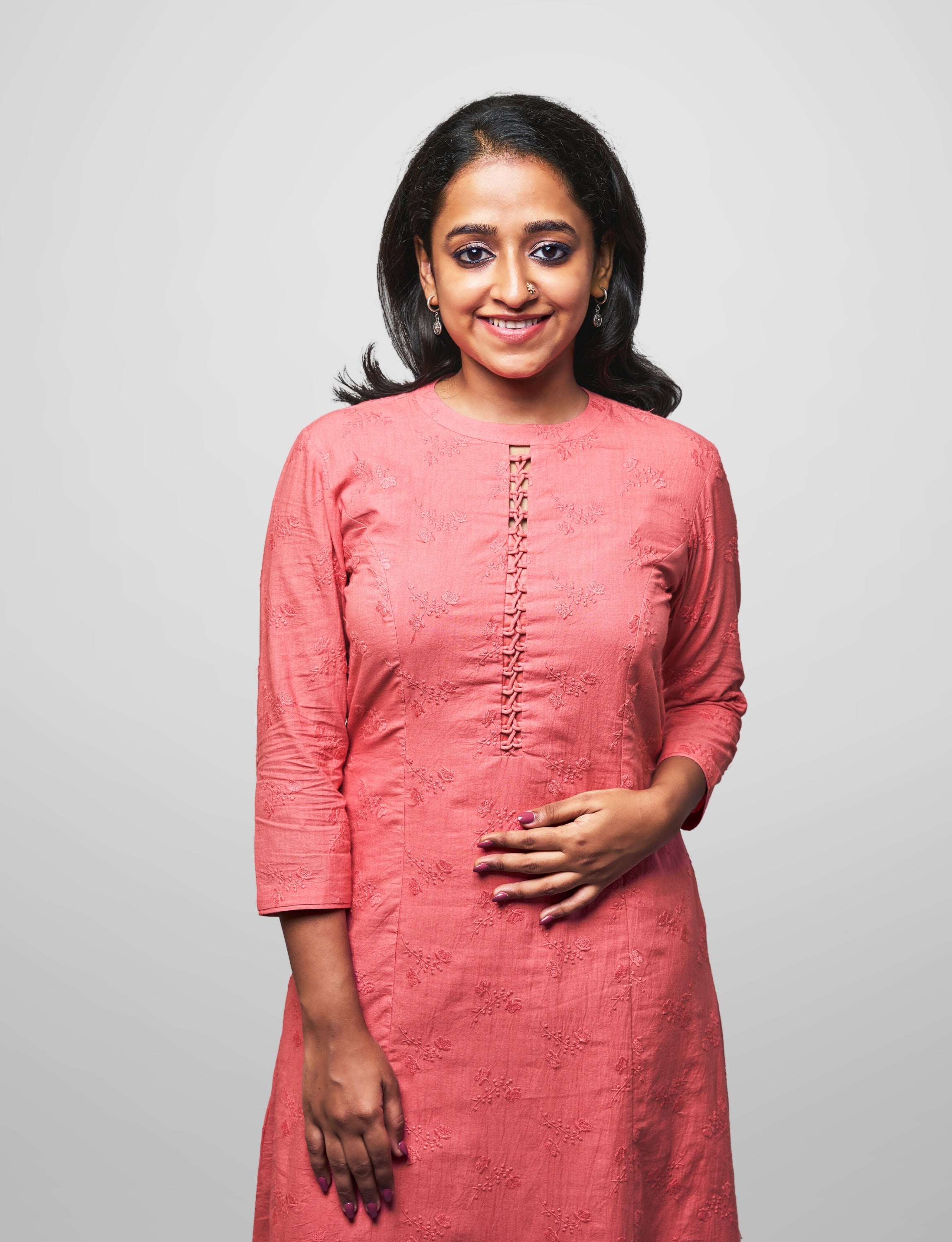 Peach Embroidered Anarkali