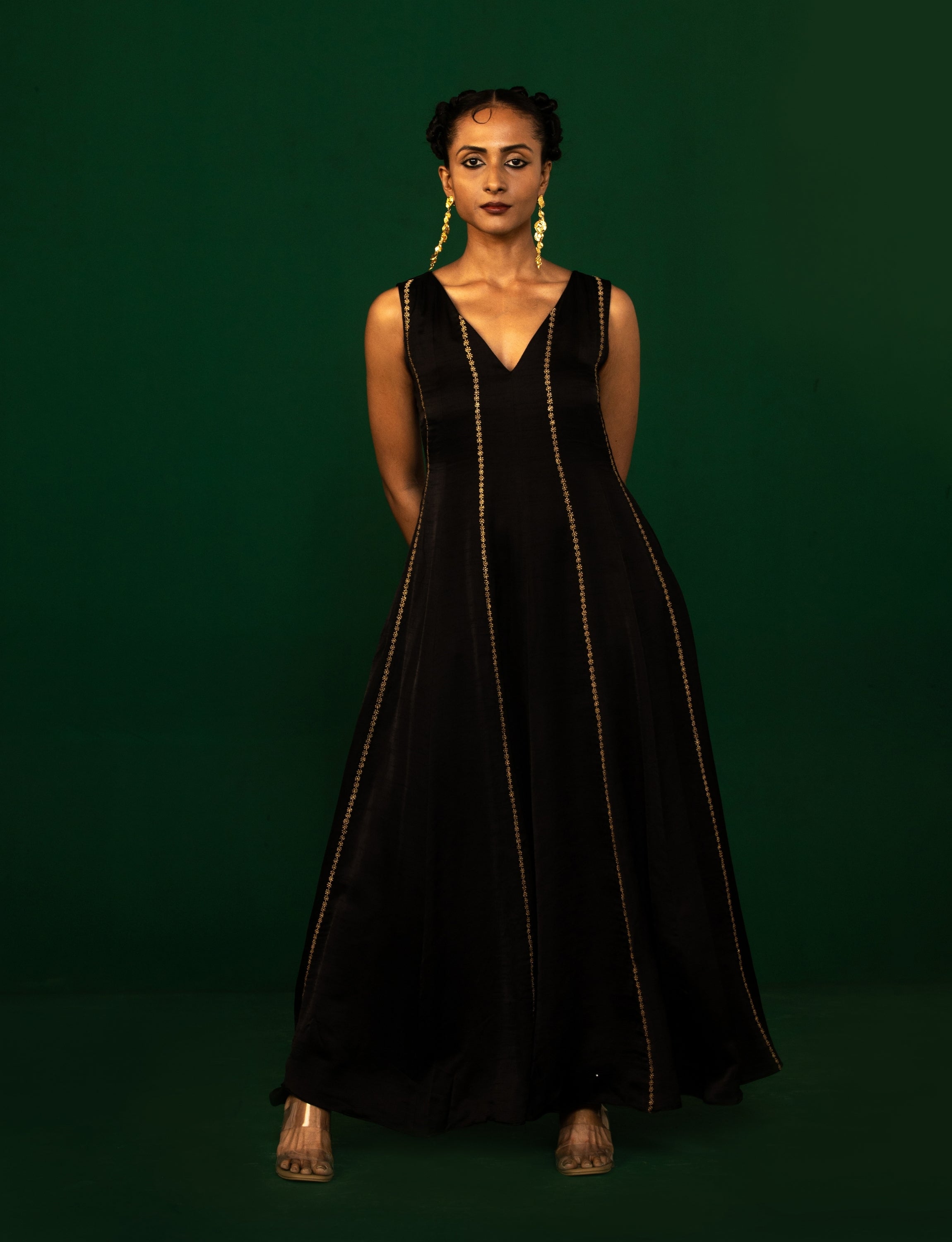 Black Silk Embroidered Dress