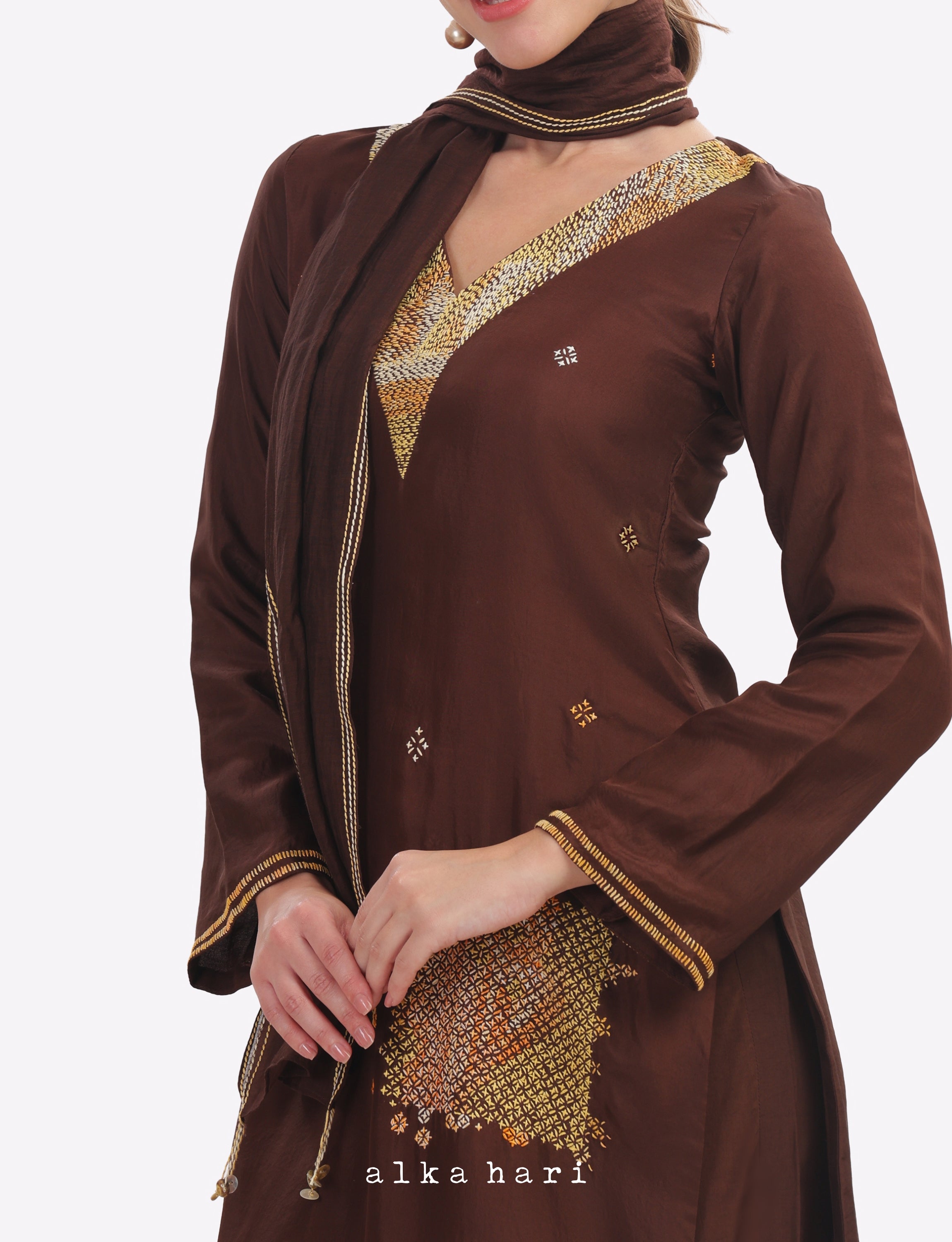 Brown Chanderi Silk Dupatta
