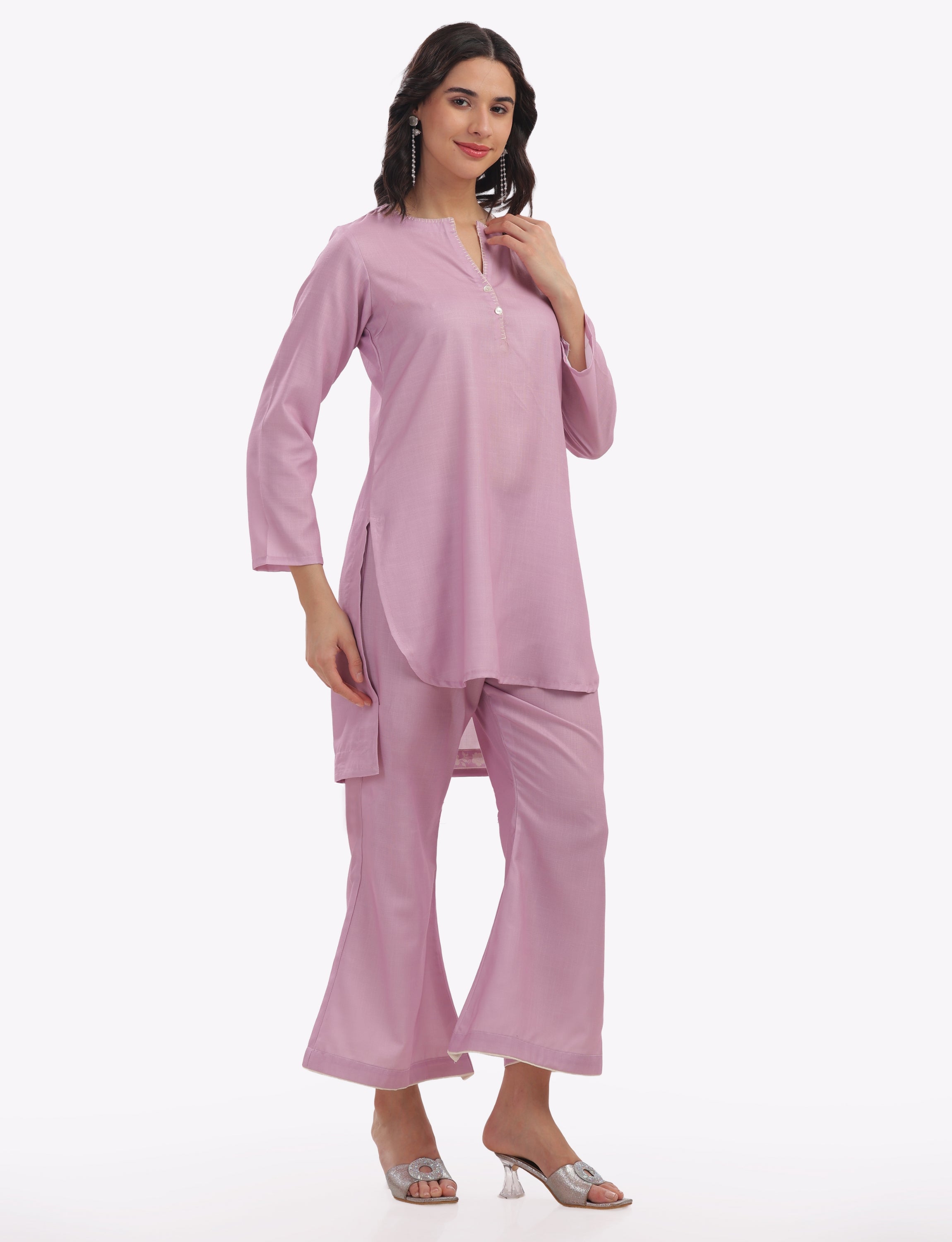 Pink Floral Printed Short Kurta