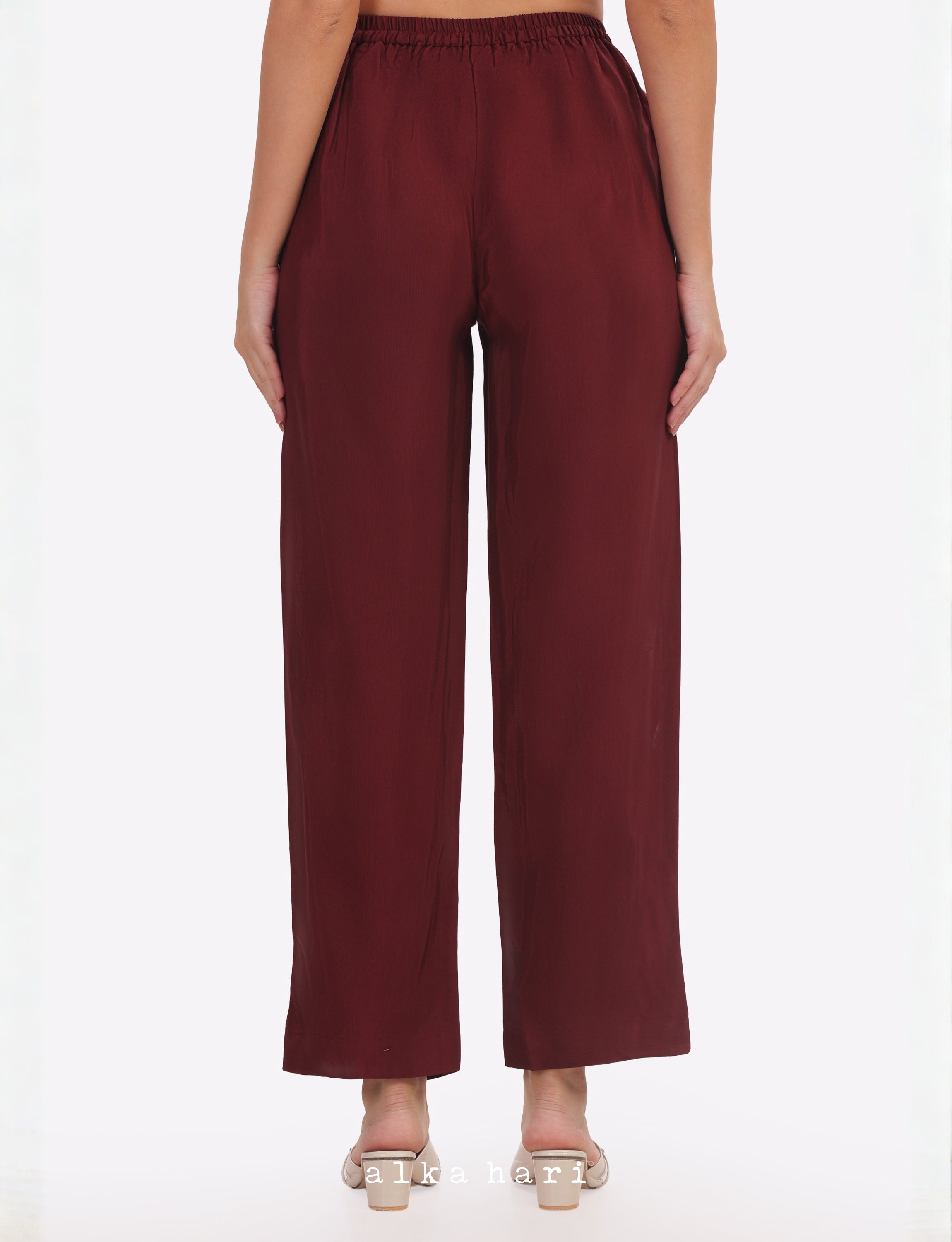 Red Silk Palazzo Pants