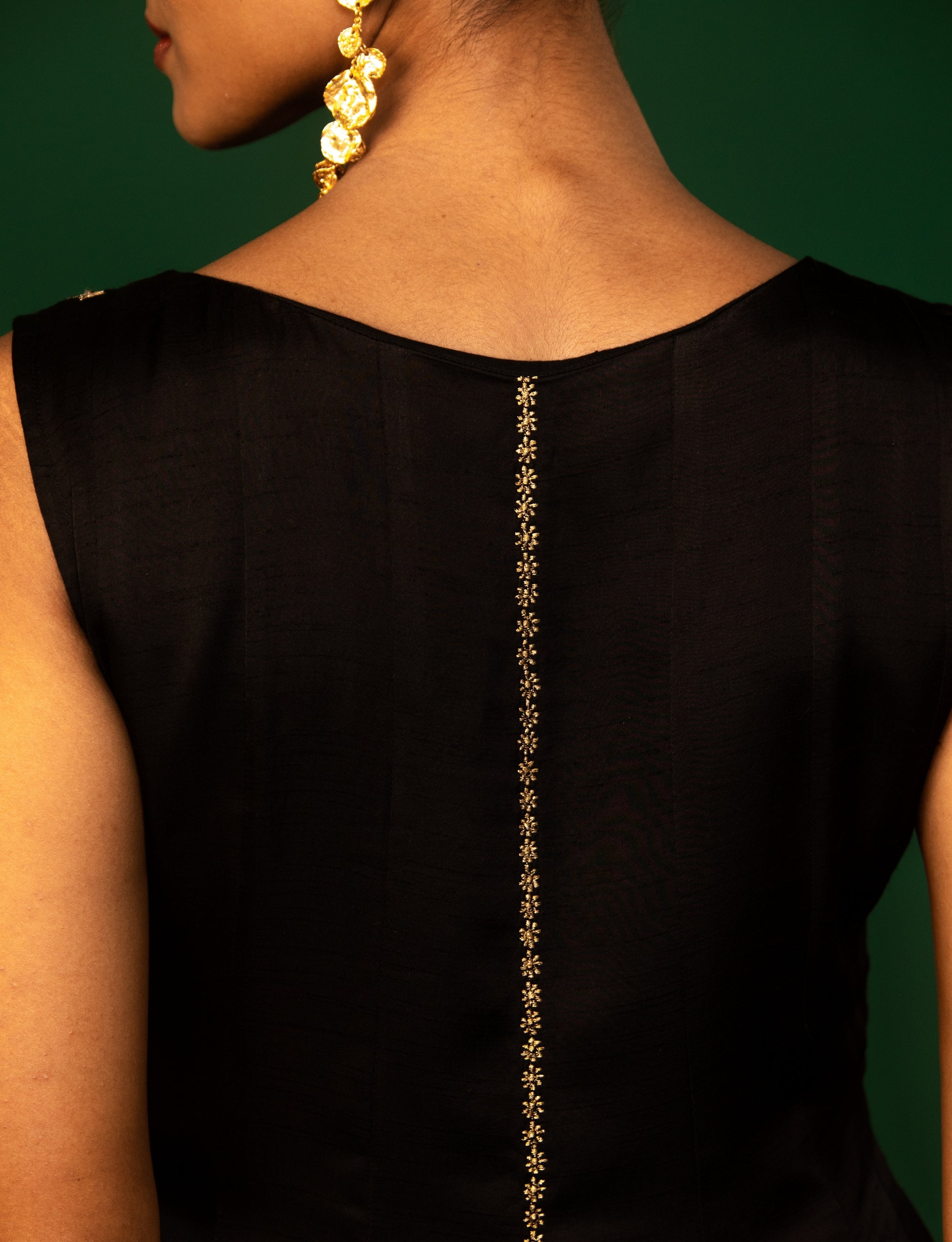Black Silk Embroidered Dress