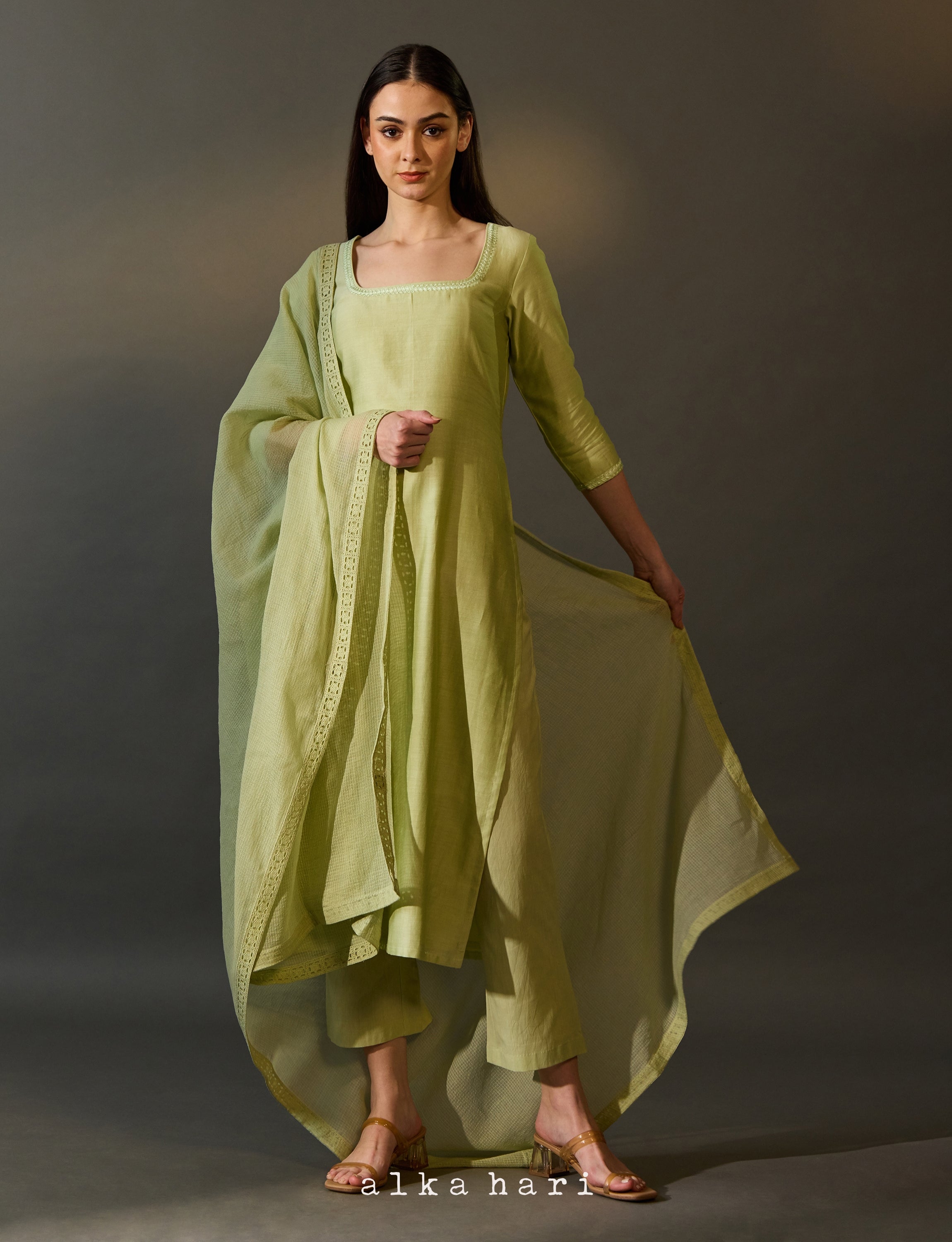 Light Green Embroidered Kurta