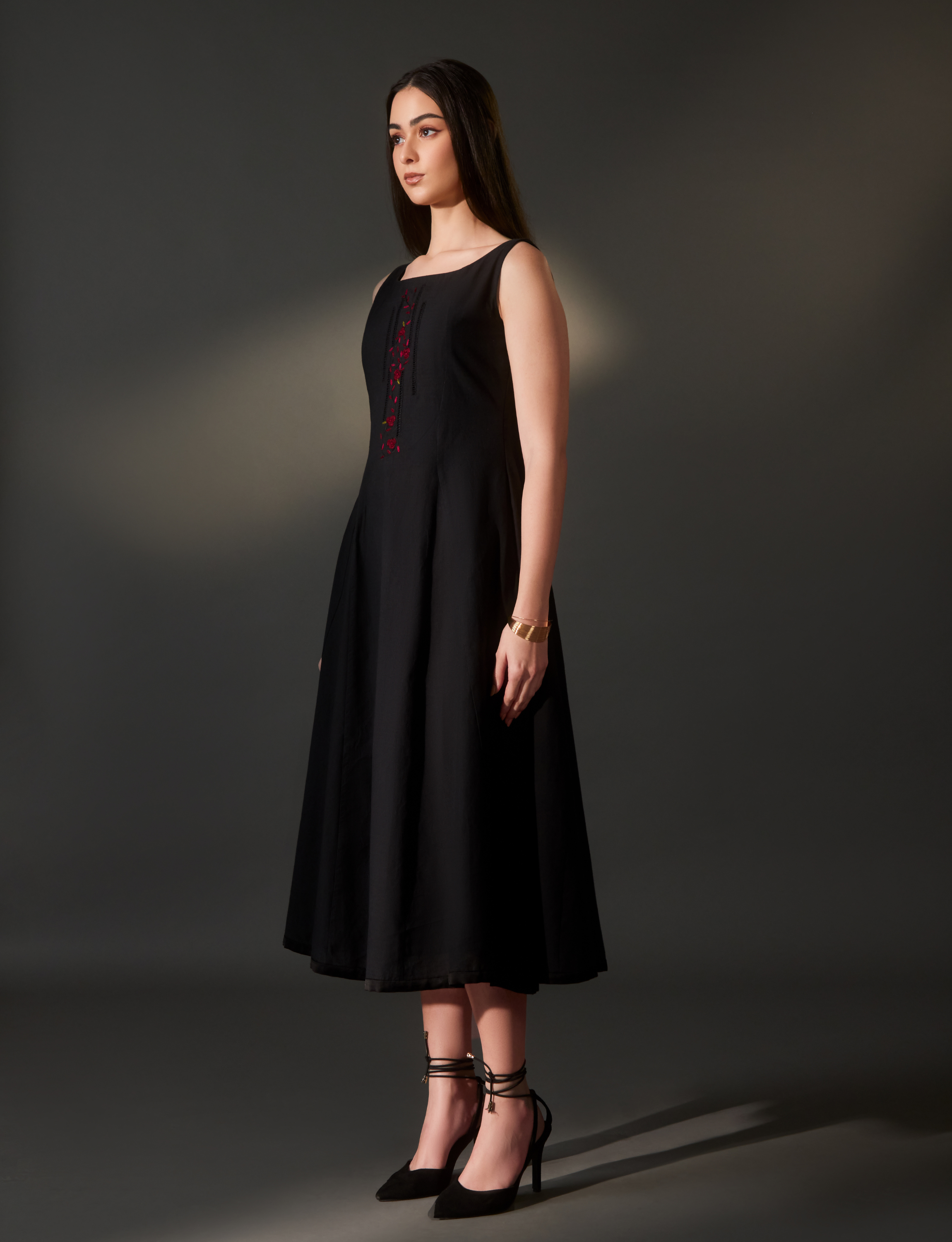 Black Cutwork Embroidered Dress