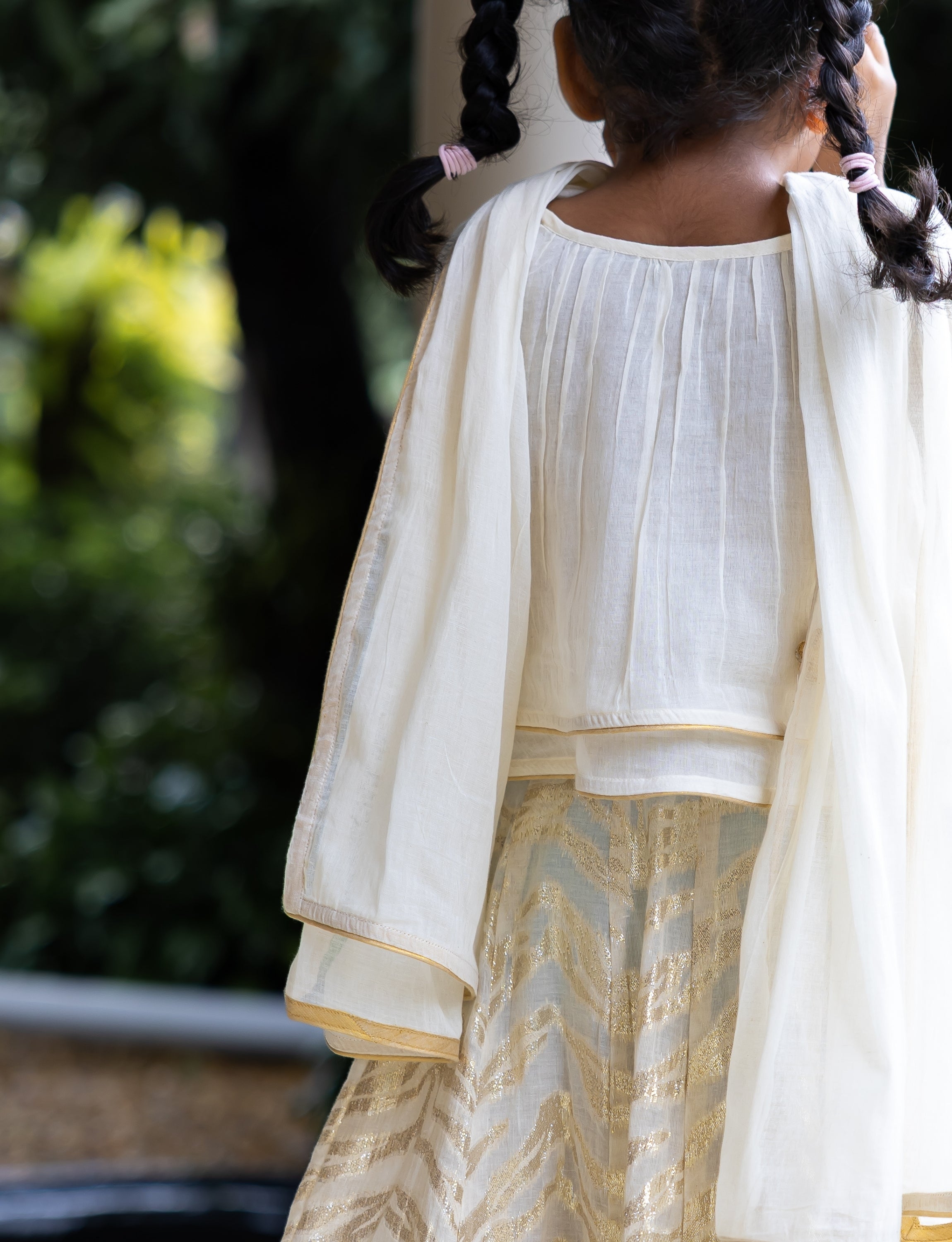 Shoulder Tie Flared Top with Panelled Skirt