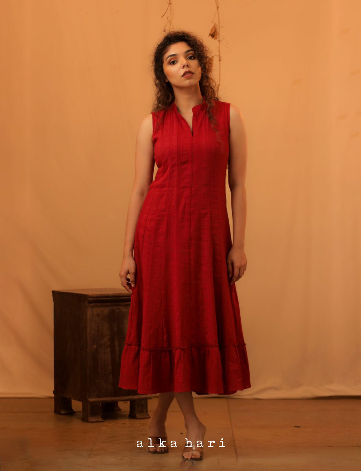 Red with flare dress pattern