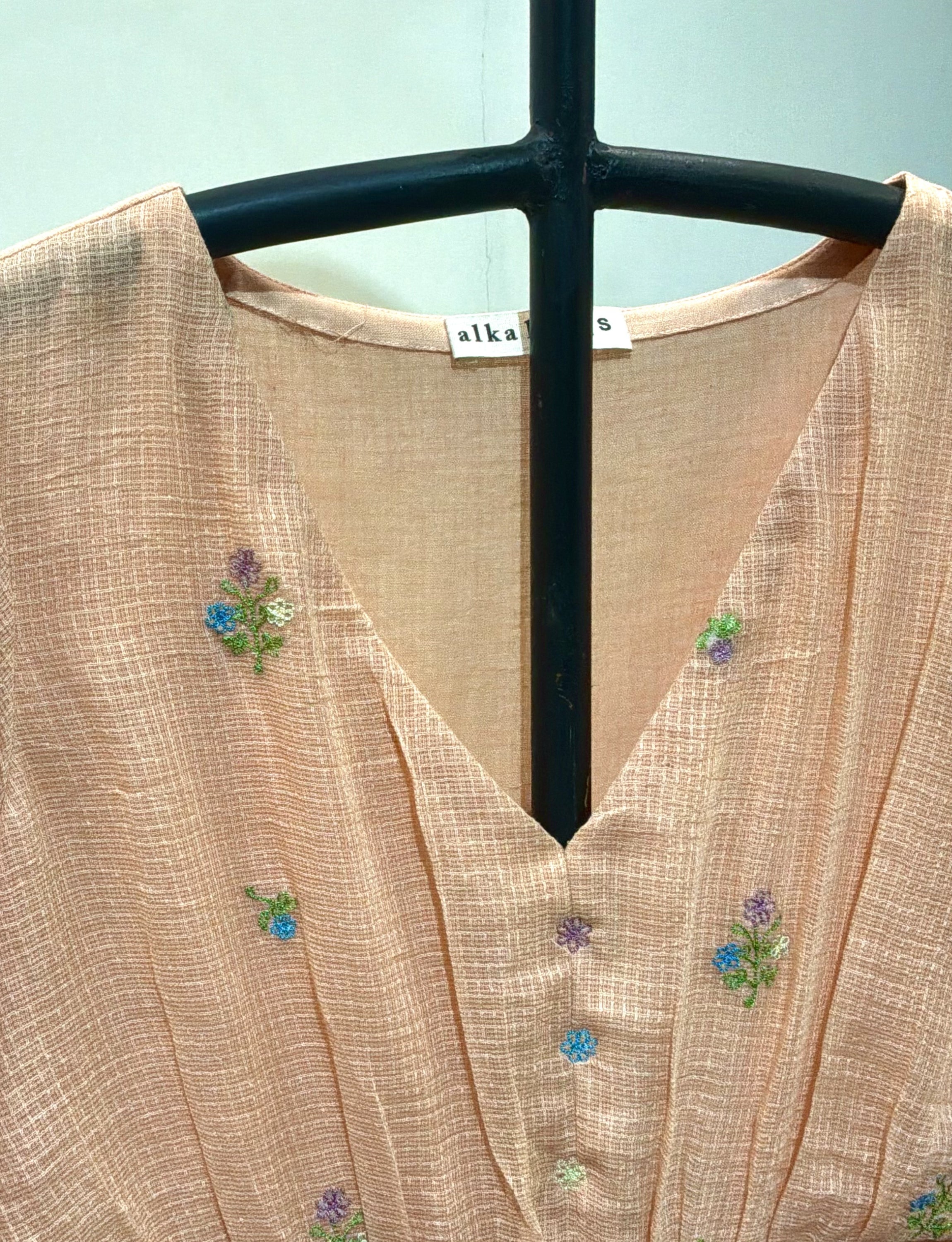 Peach Floral Kota Dress