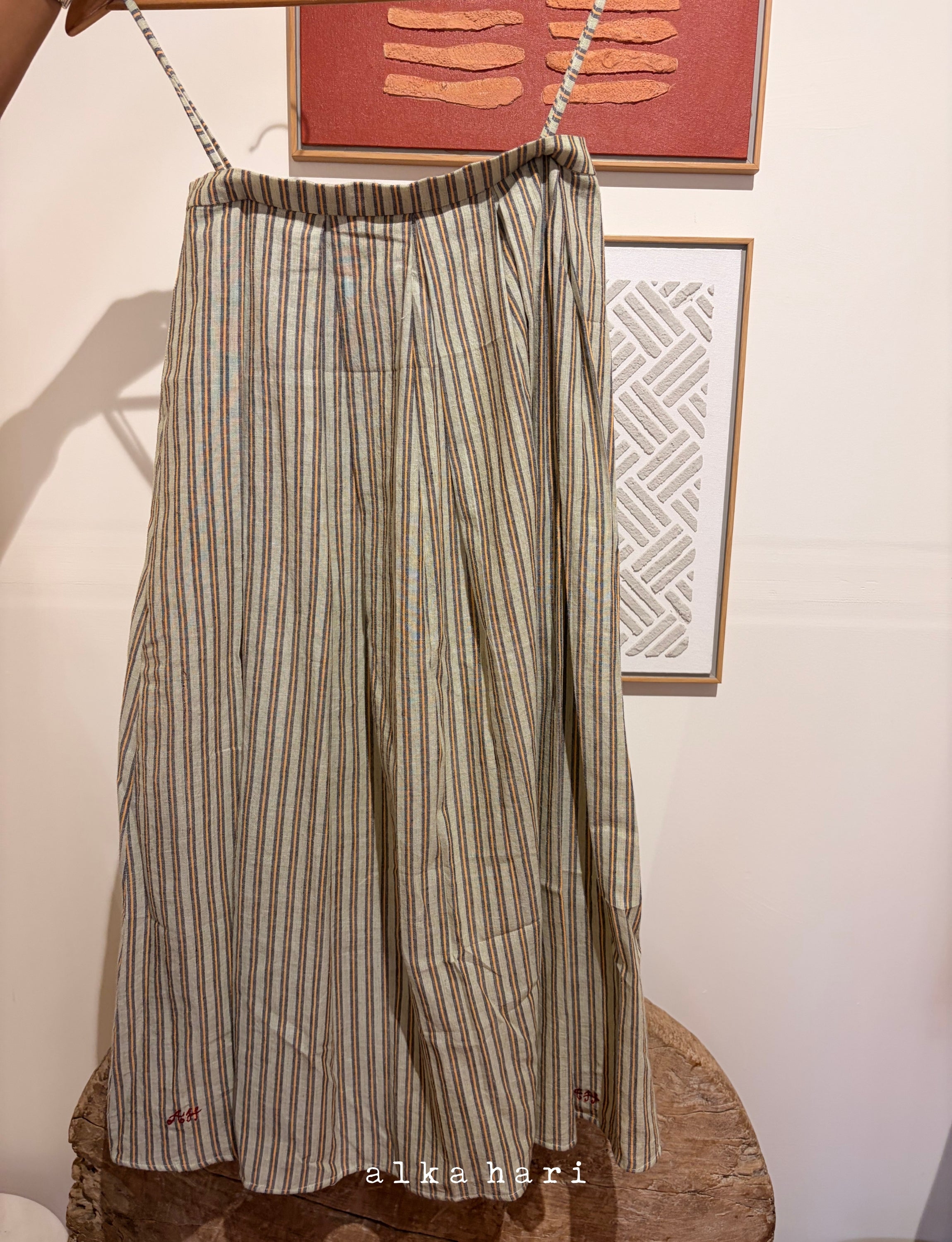 Yellow Green Stripped Skirt