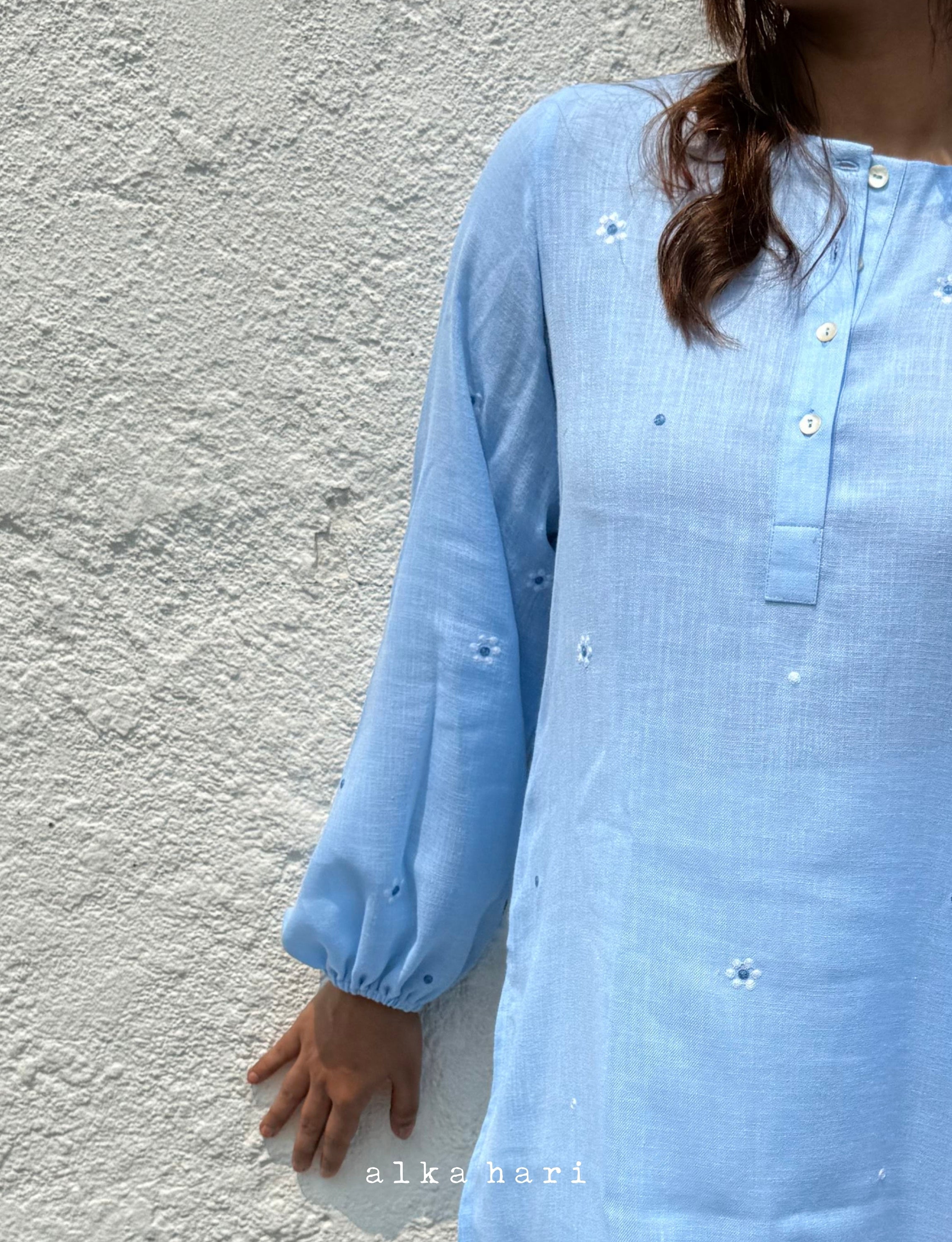 Sky Blue Embroidered Kurta