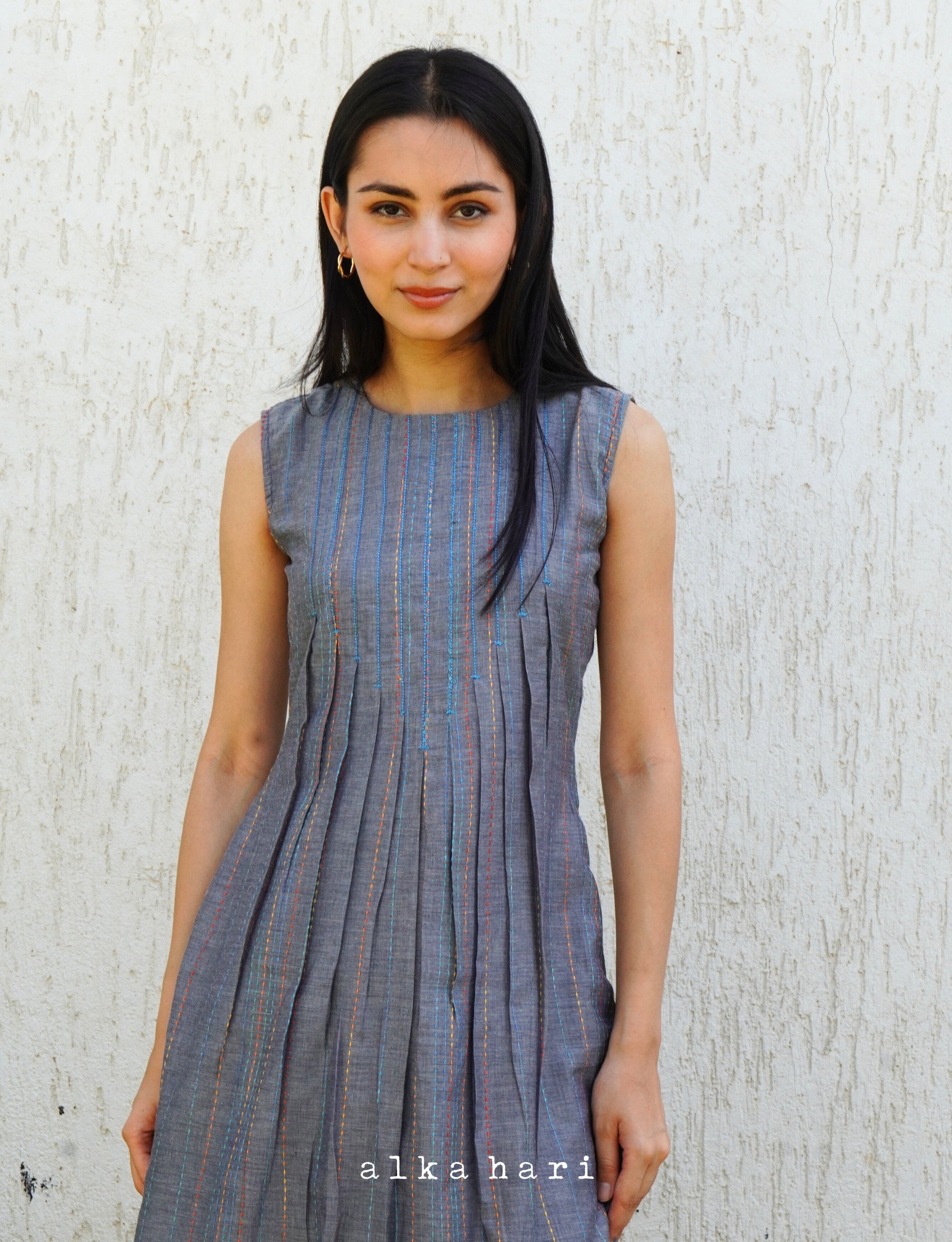 Grey Embroidered Dress