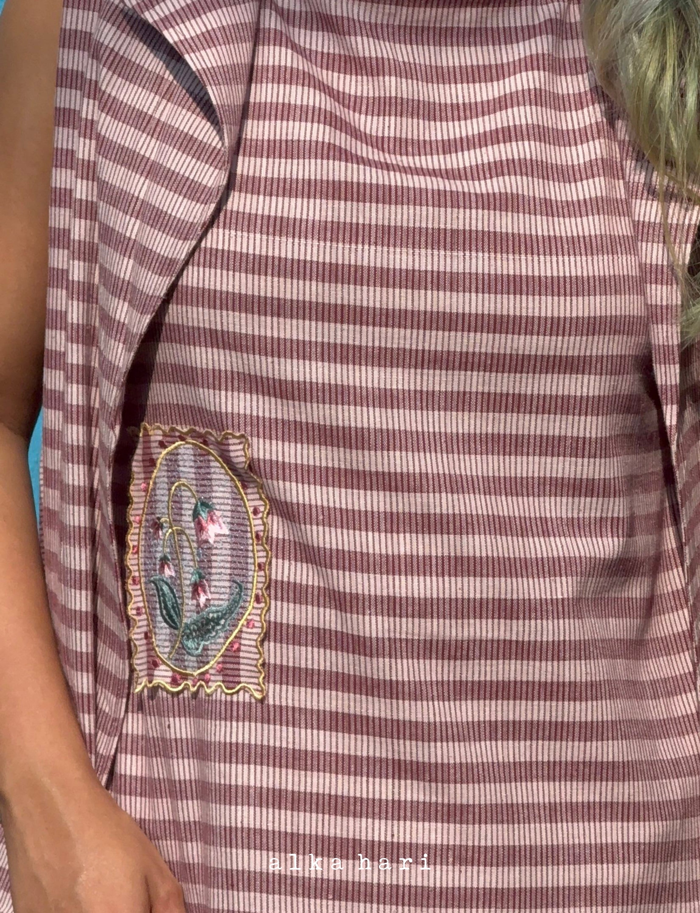 Mauve Embroidered A Line Dress