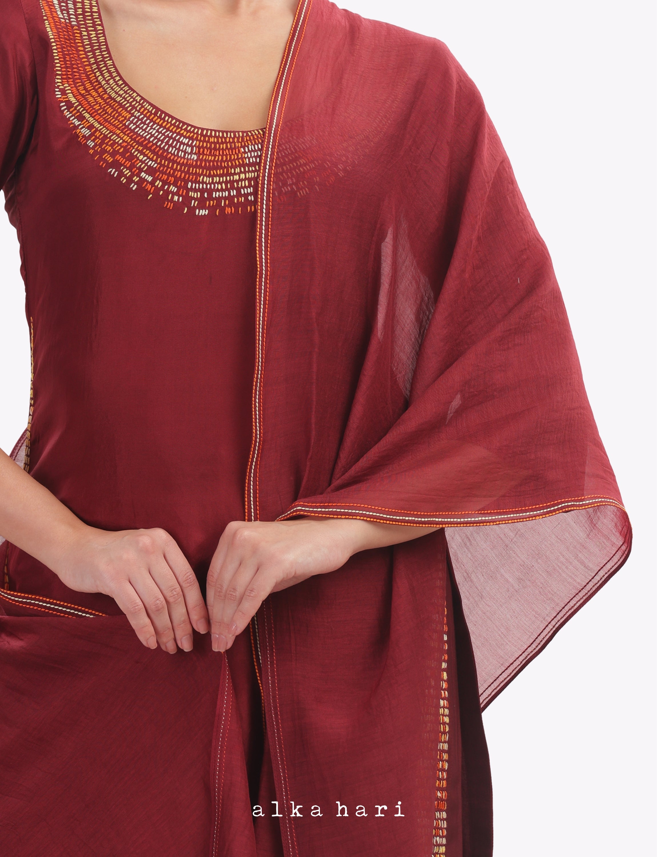 Red Chanderi Silk Dupatta