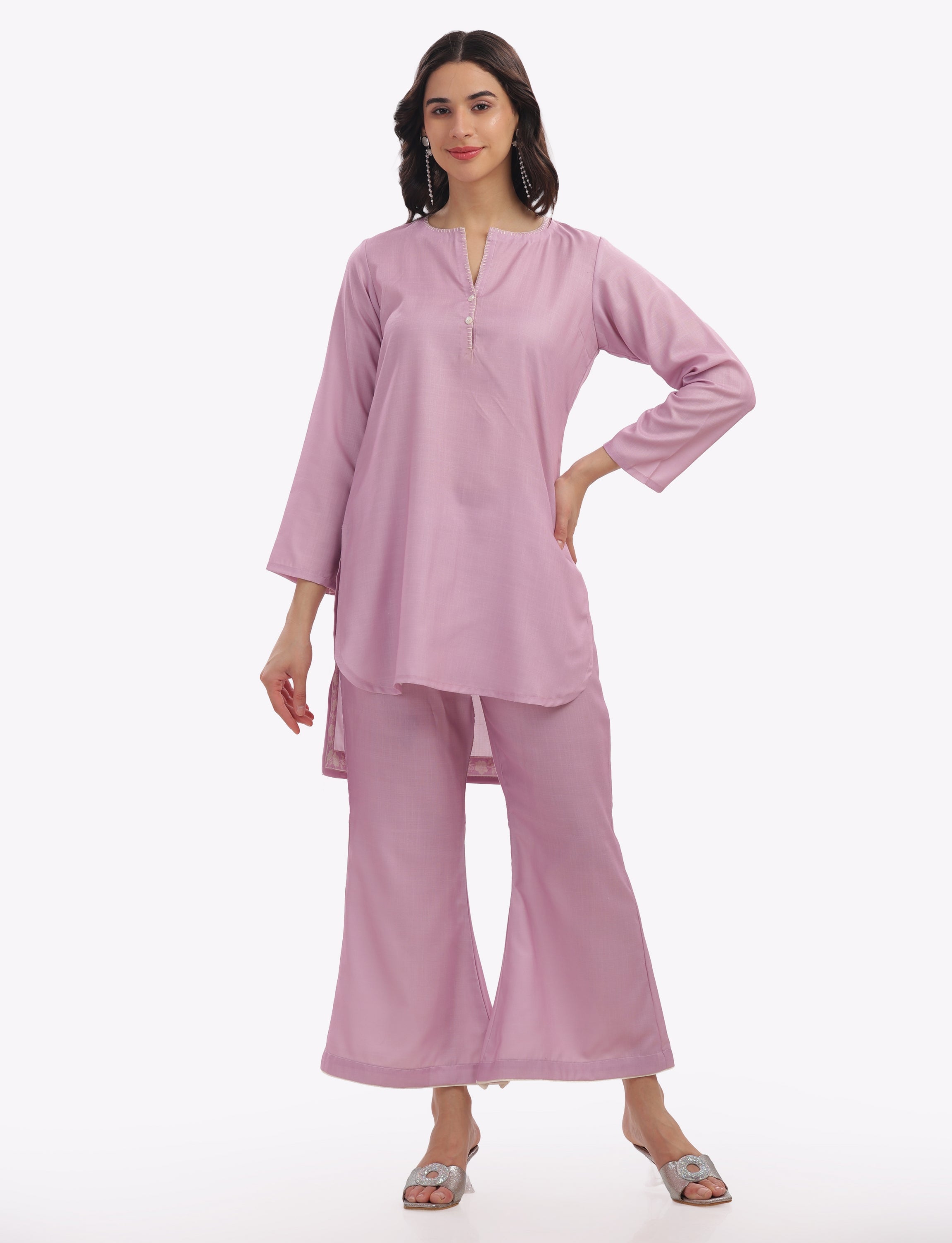 Pink Floral Printed Short Kurta