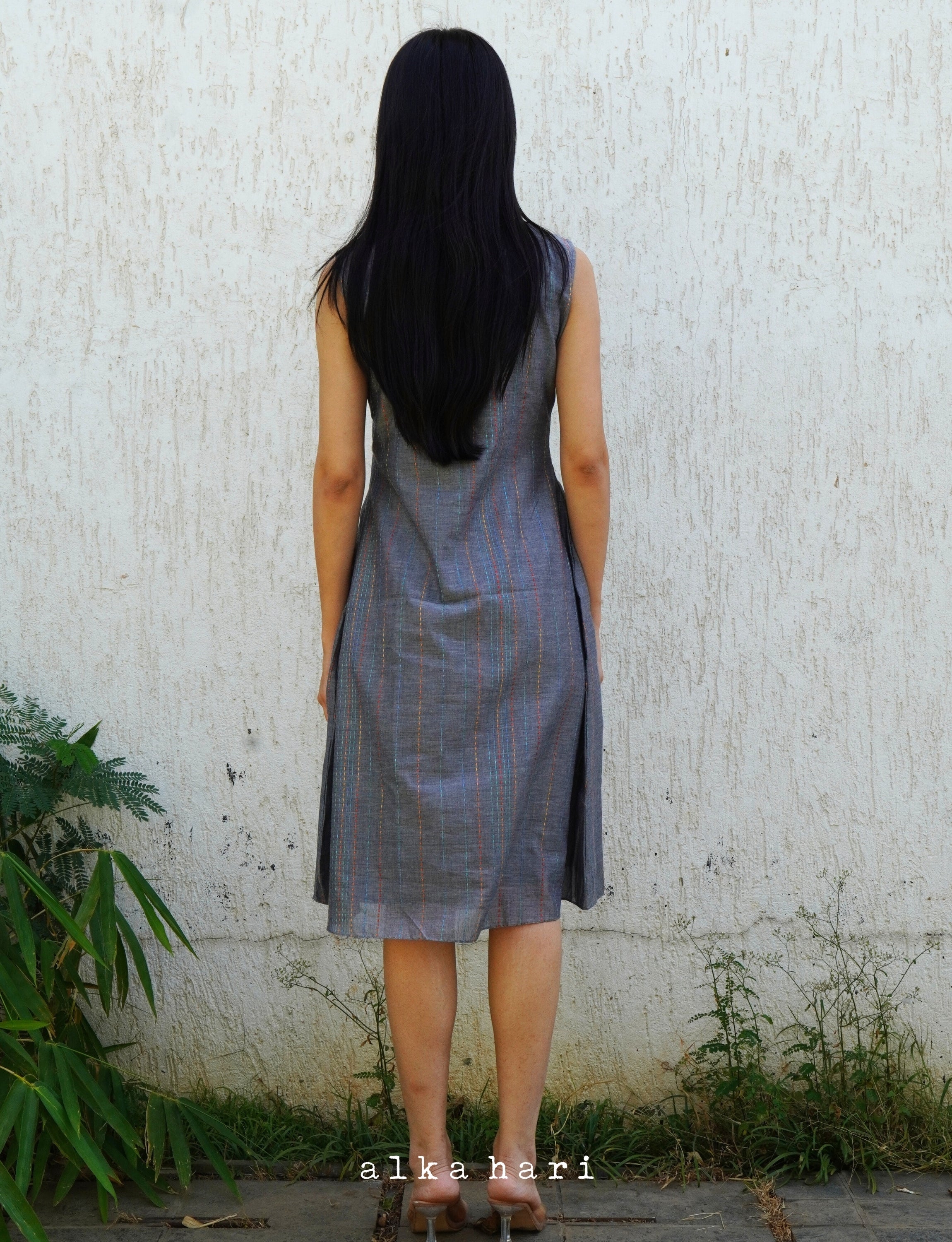 Grey Embroidered Dress