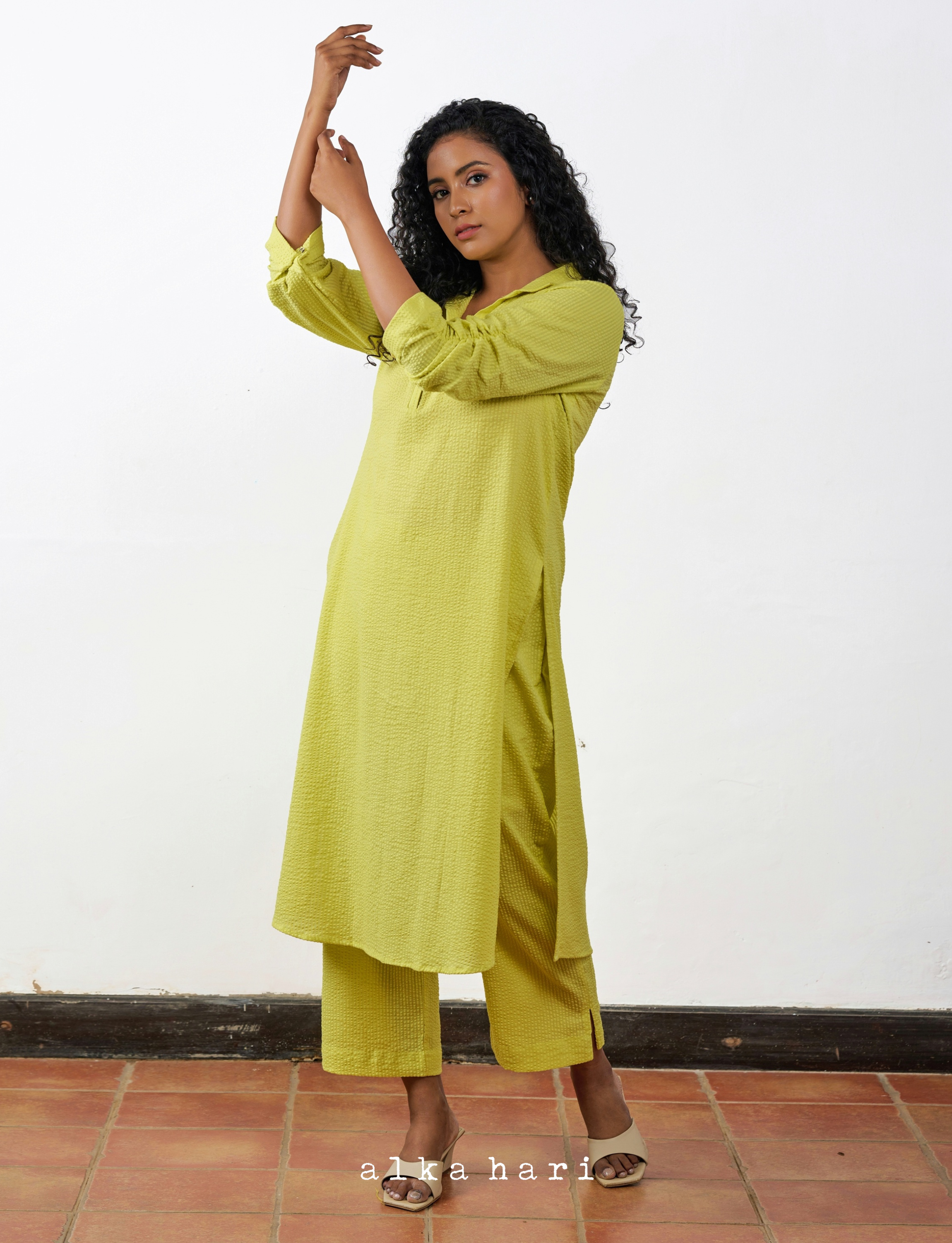 Lime Collared Kurta