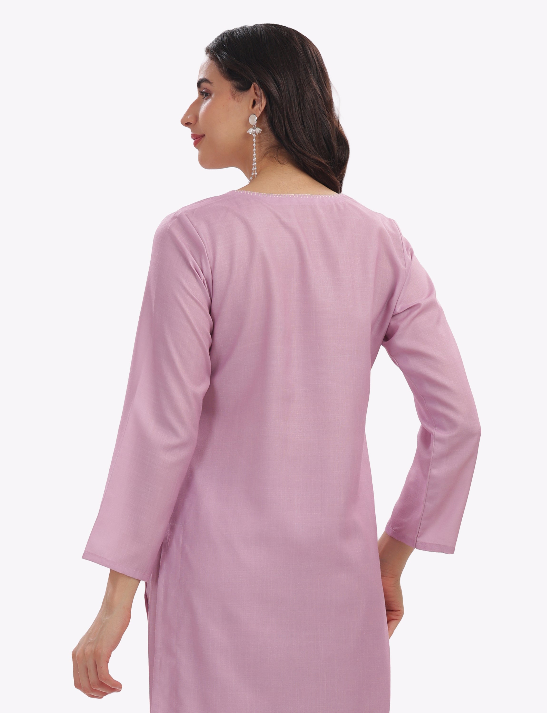 Pink Floral Printed Short Kurta