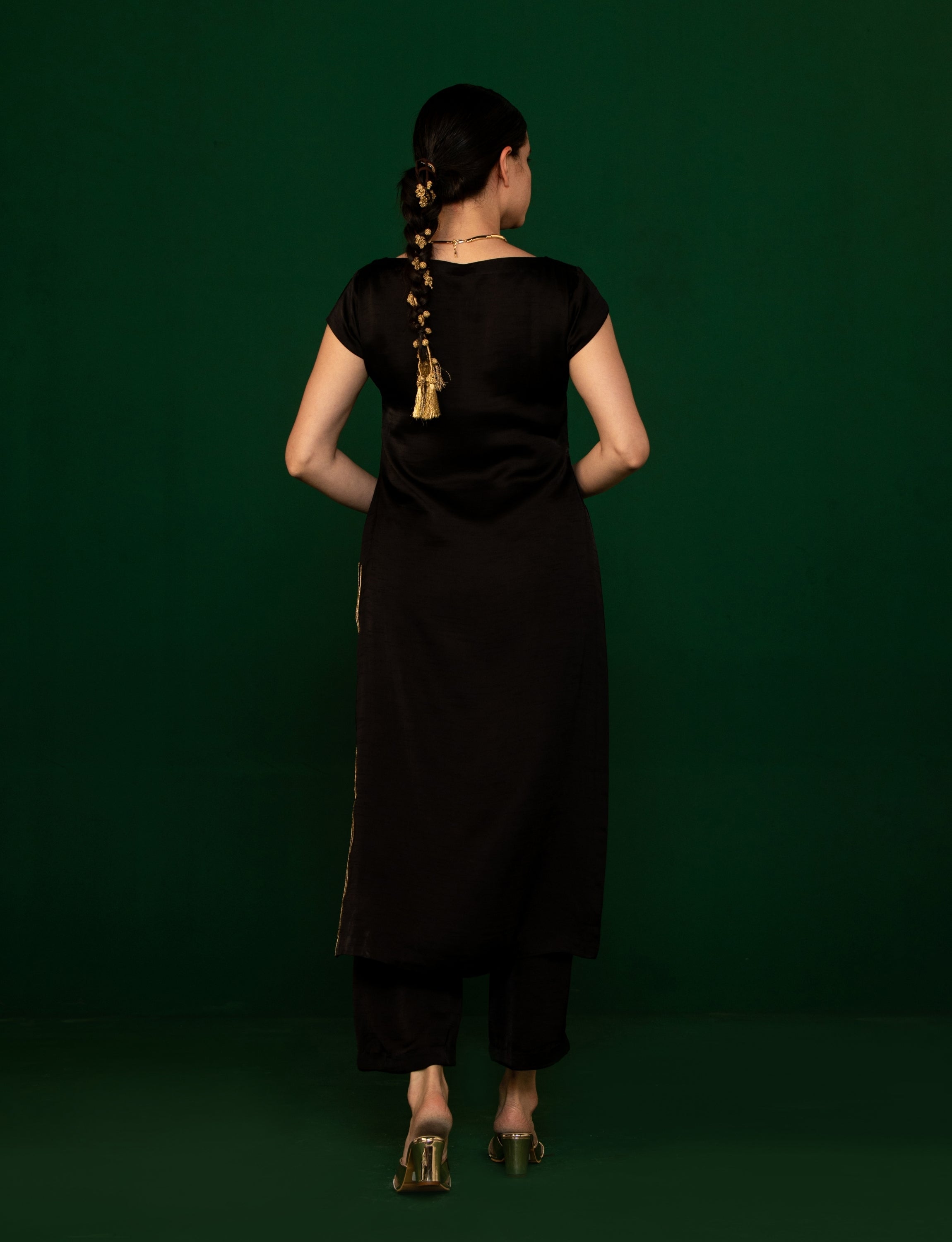 Luxe Black Kurta with Zari Lines