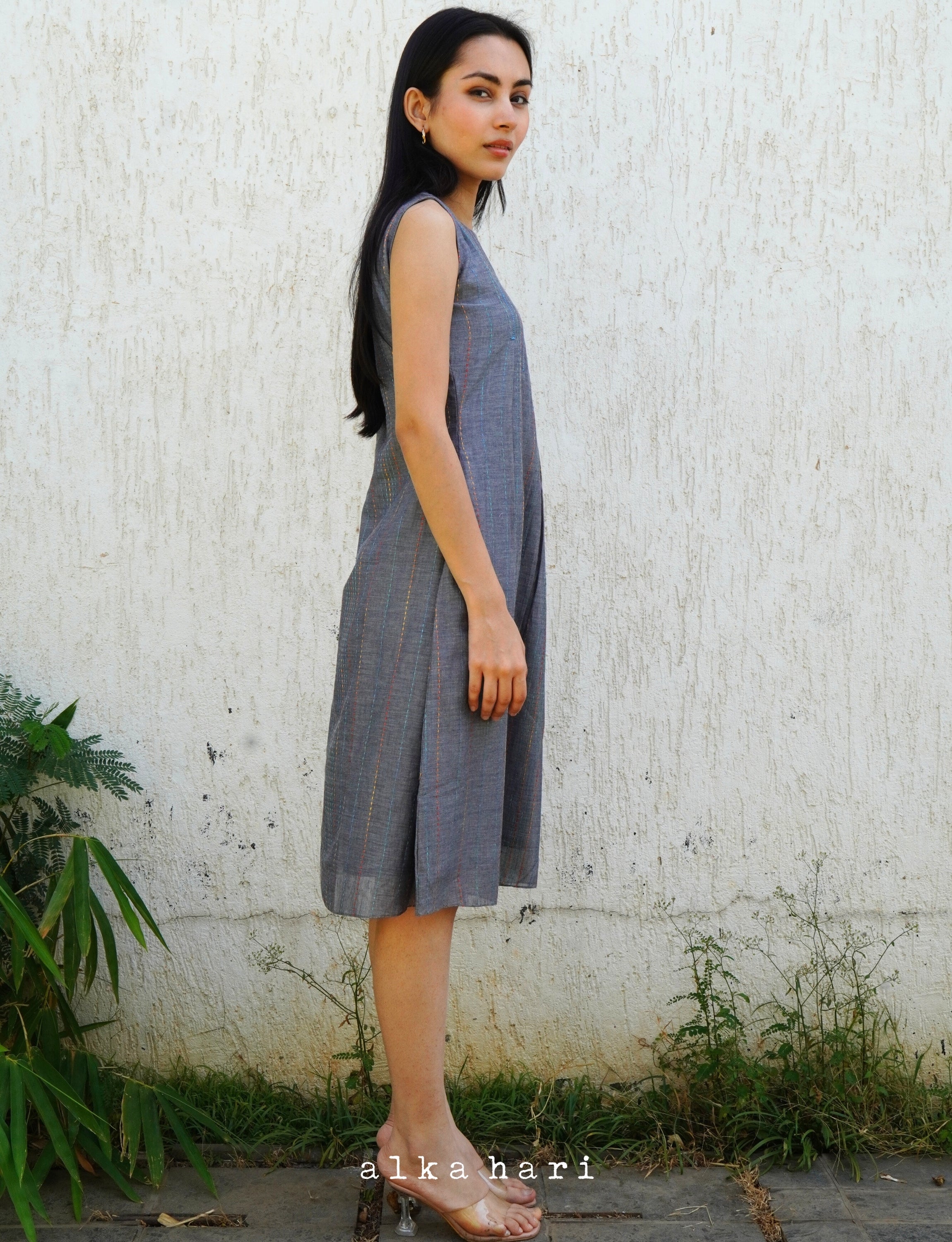 Grey Embroidered Dress