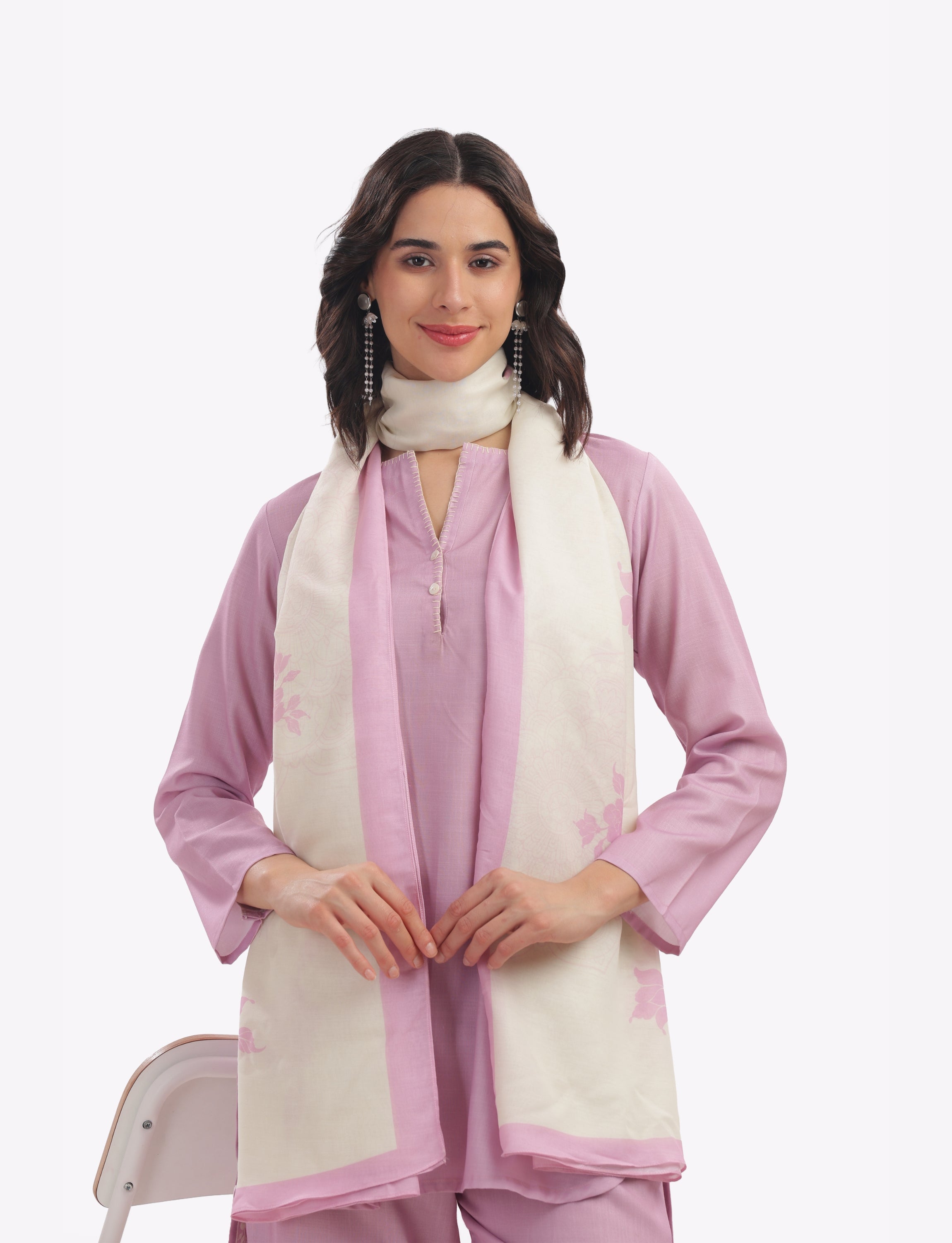 Pink Floral Printed Short Kurta