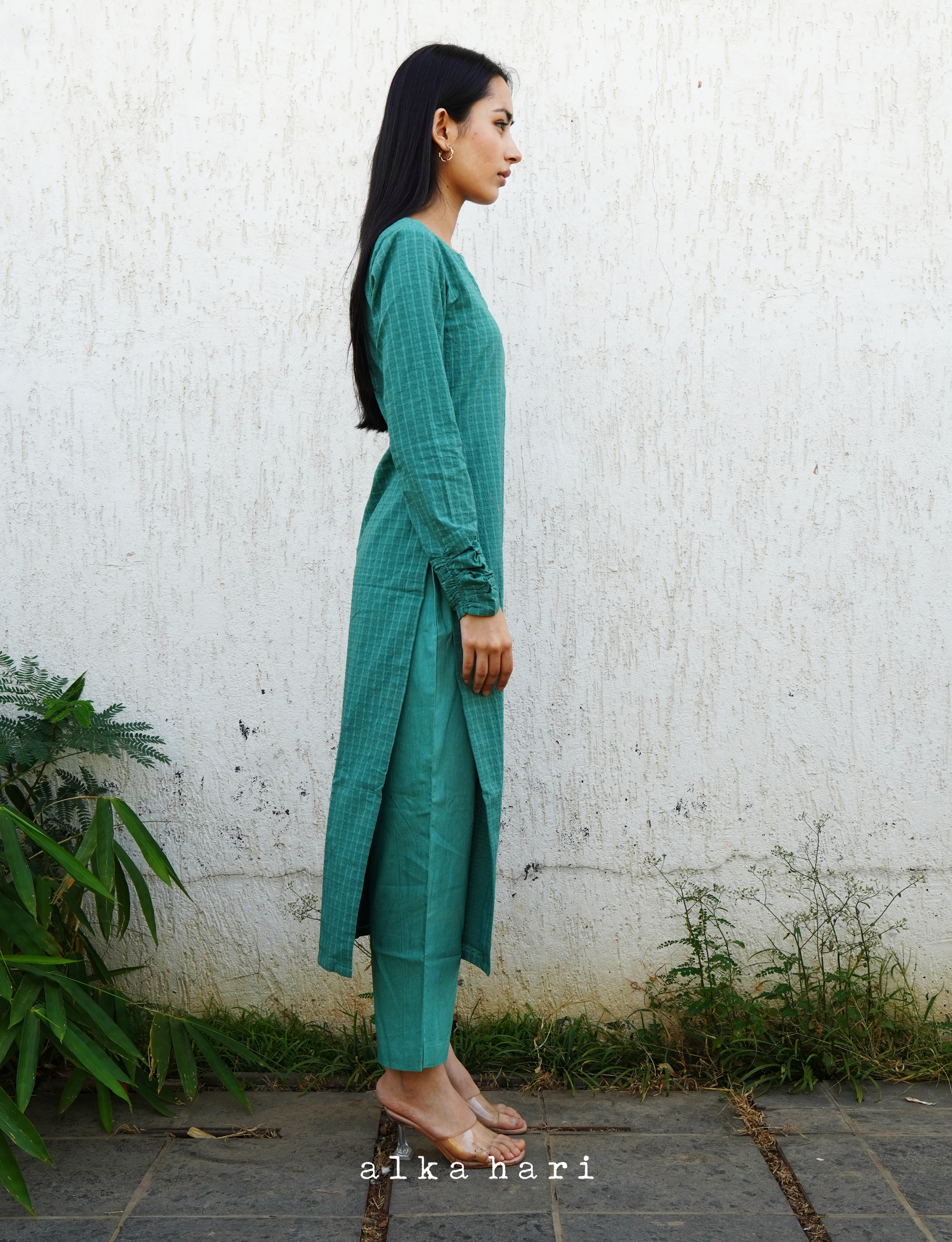 Fern Green Seersucker Kurta