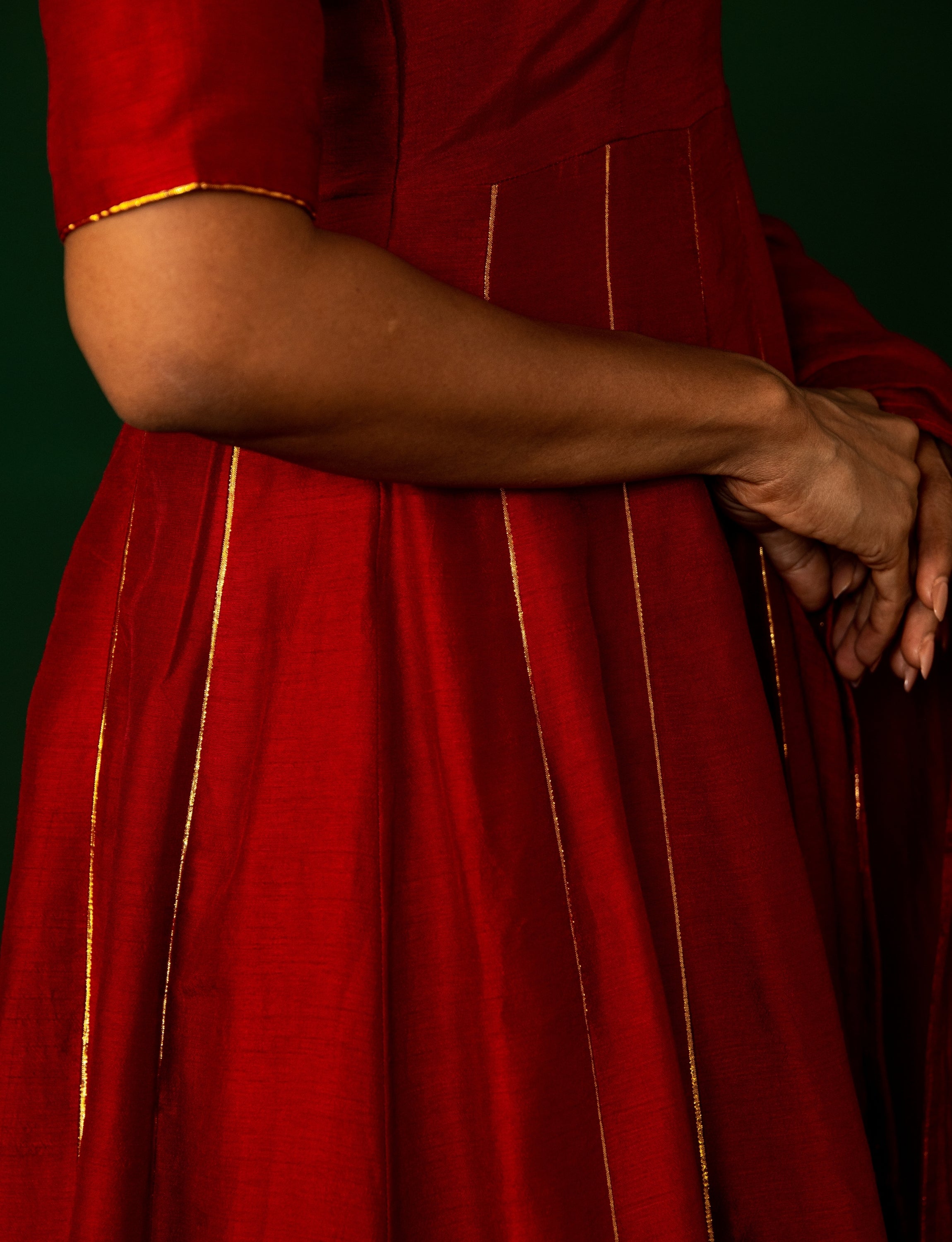 Ruby Red Silk Anarkali