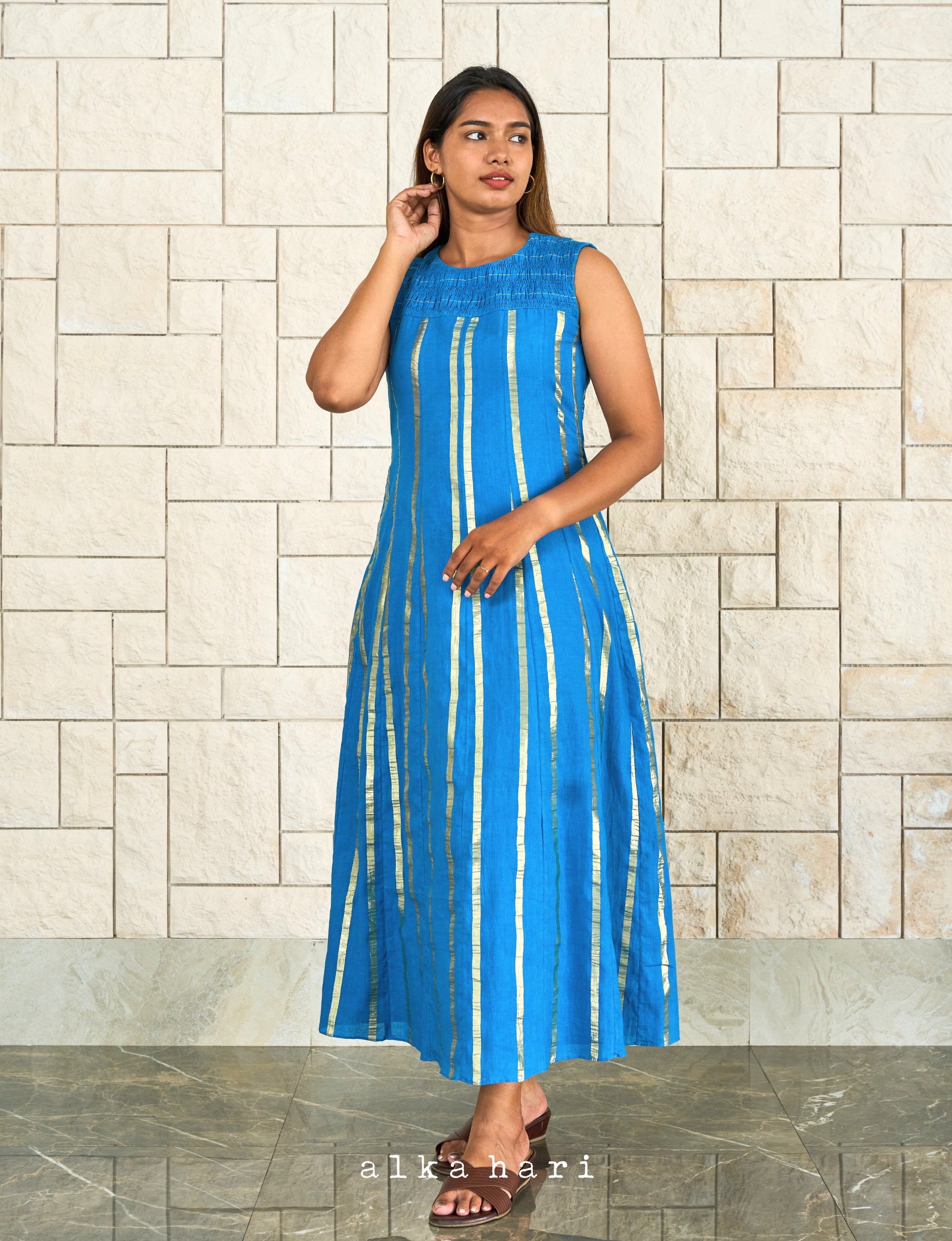 Blue Kasavu Dress