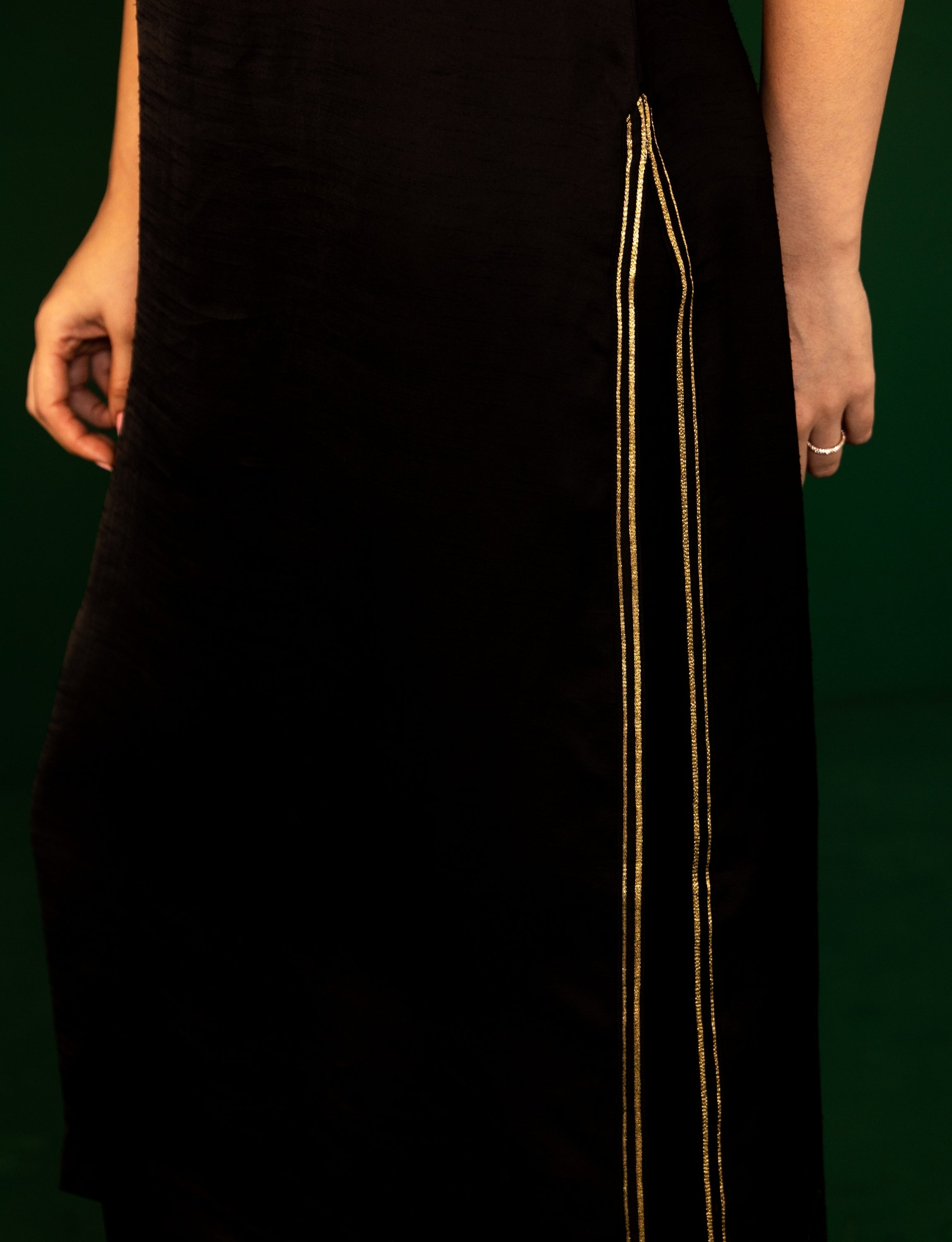 Luxe Black Kurta with Zari Lines