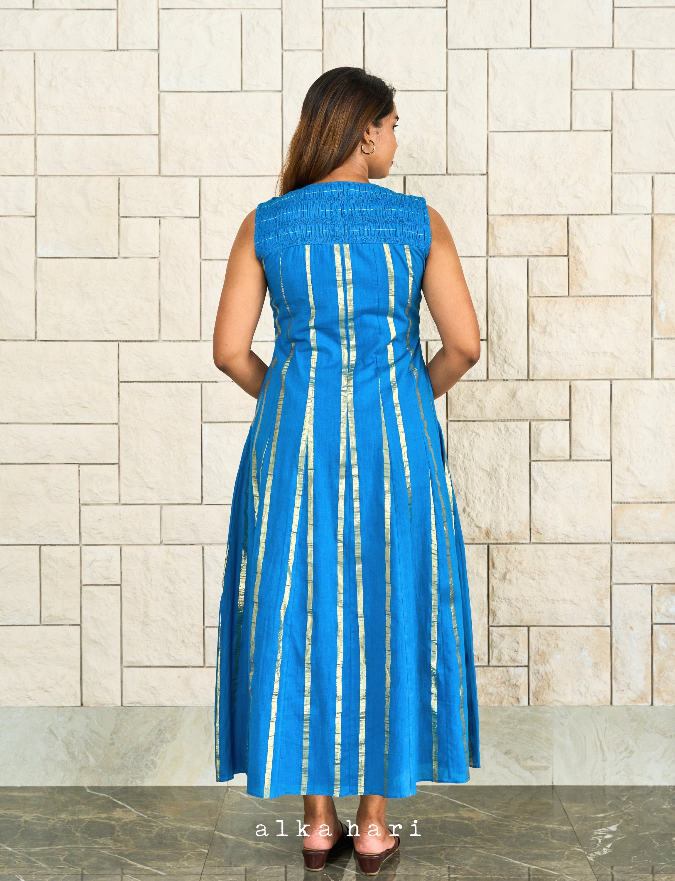 Blue Kasavu Dress