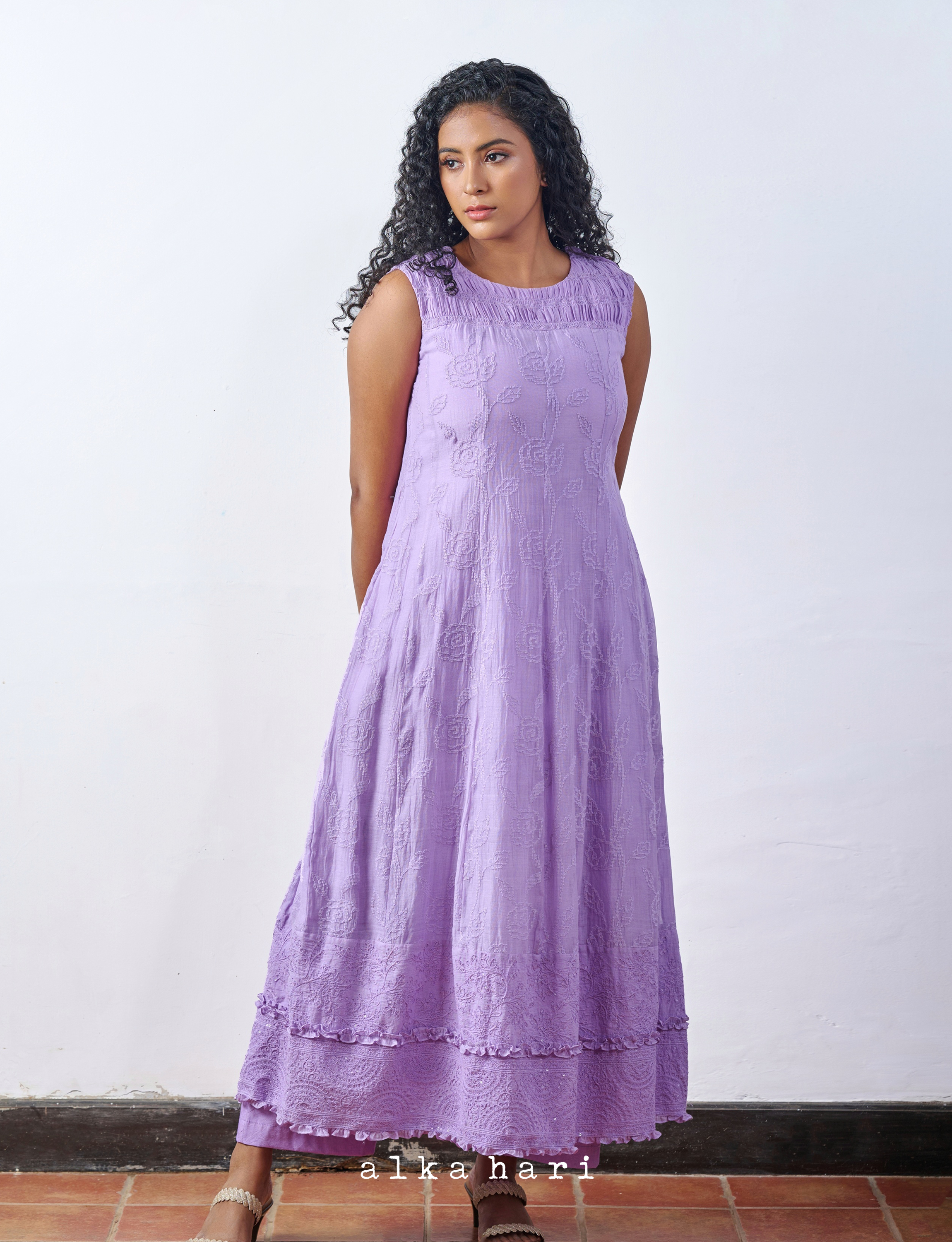 Lavender Textured Anarkali