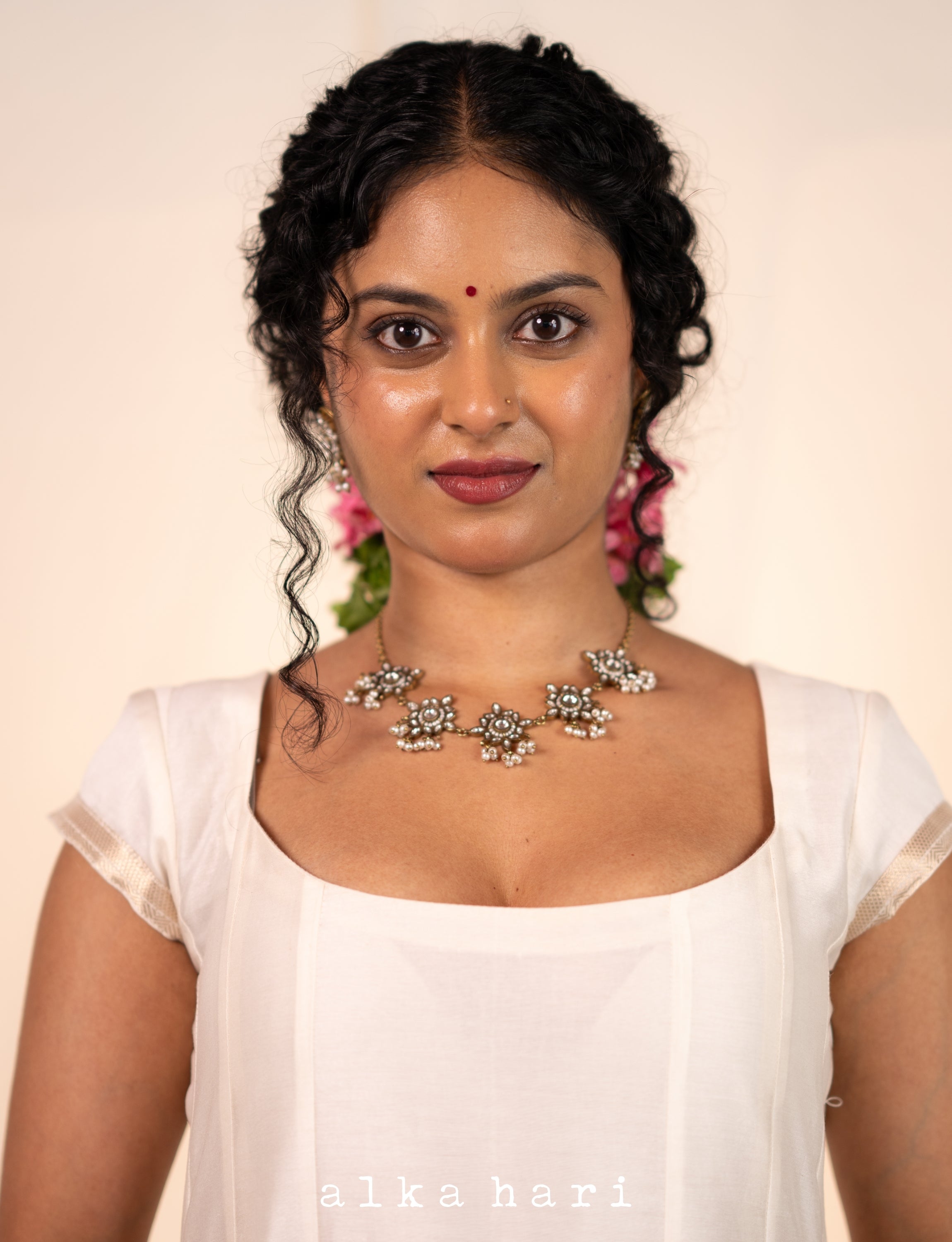 Off White Chanderi Silk Dress with Intricate Border