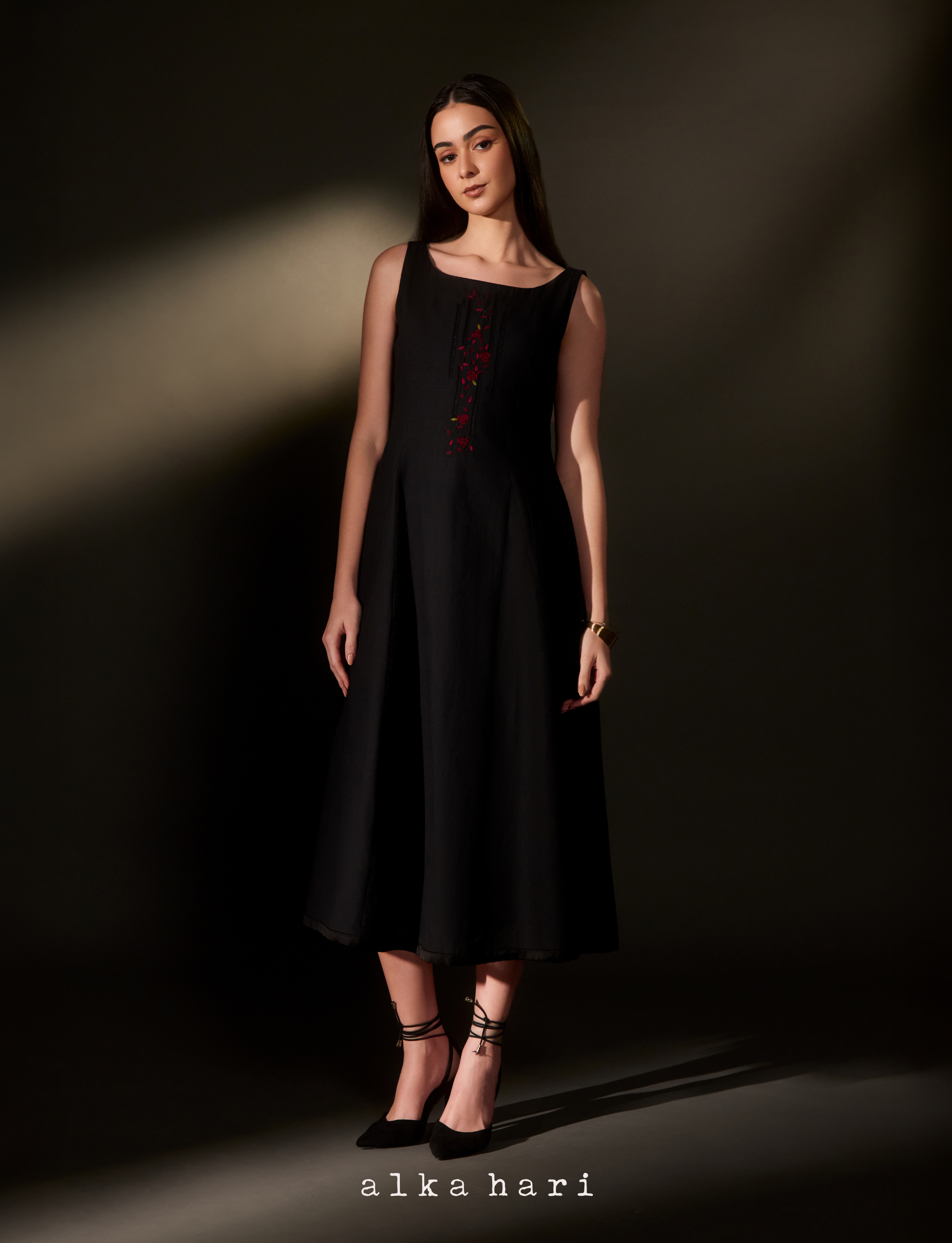 Black Cutwork Embroidered Dress