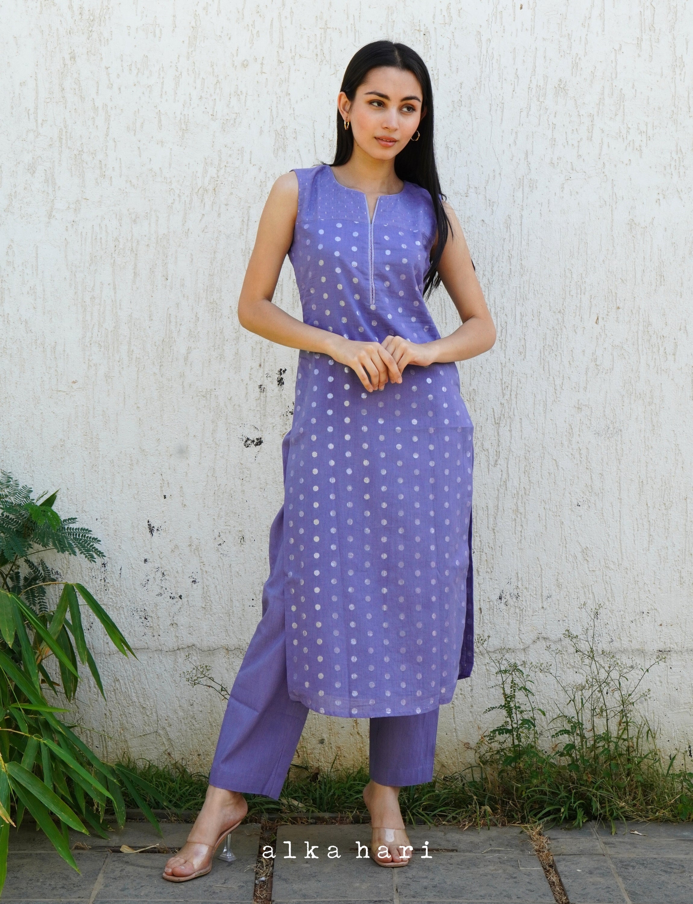 Purple Textured Kurta