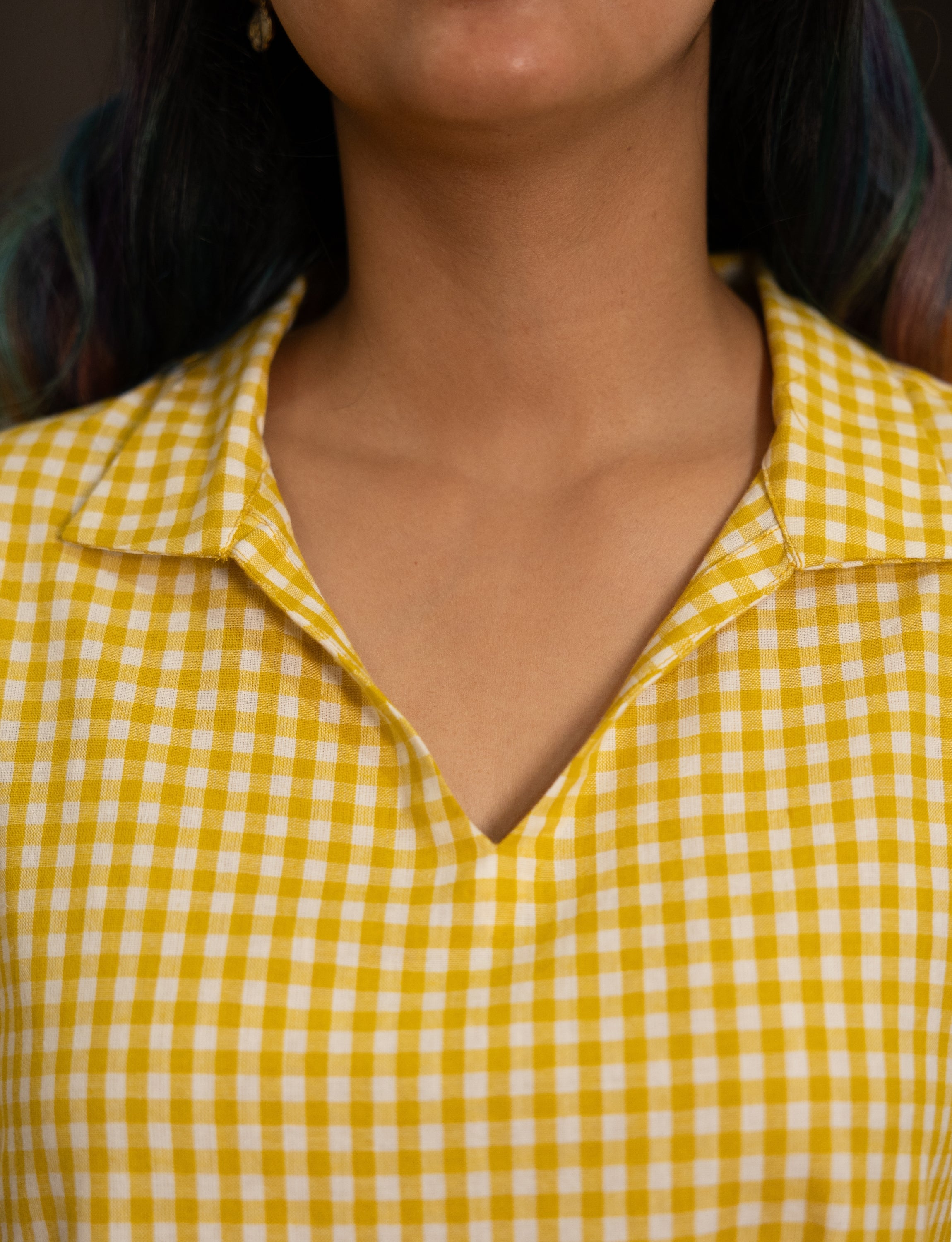 Yellow and White Gingham Dress