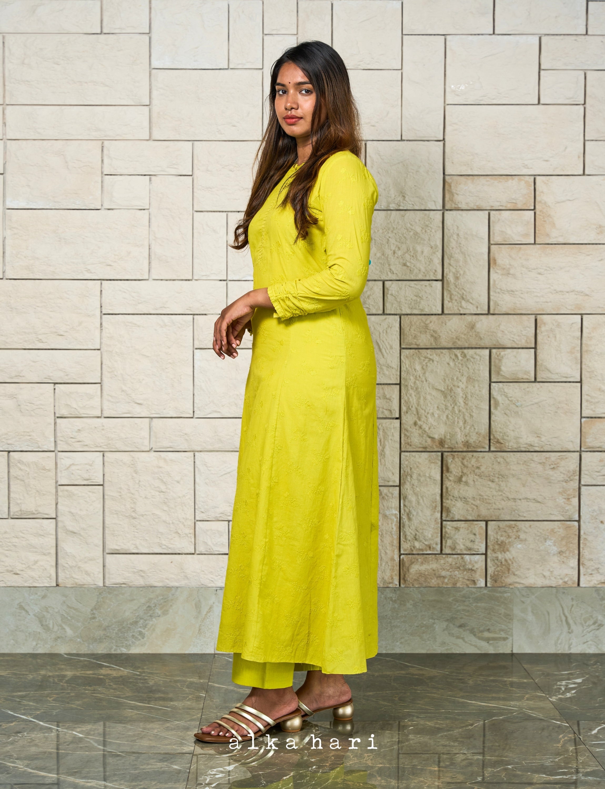 Lime Yellow Anarkali