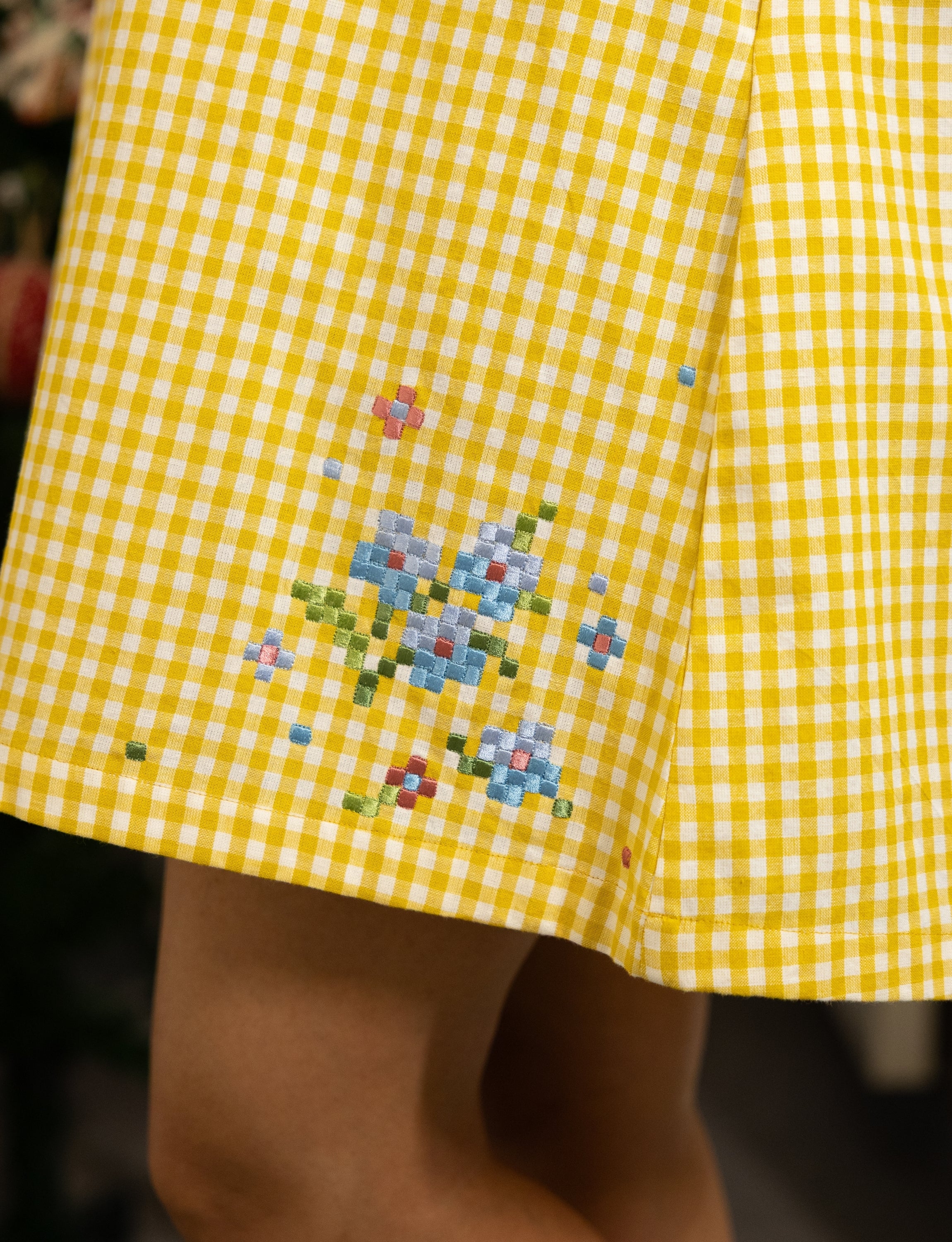 Yellow and White Gingham Dress