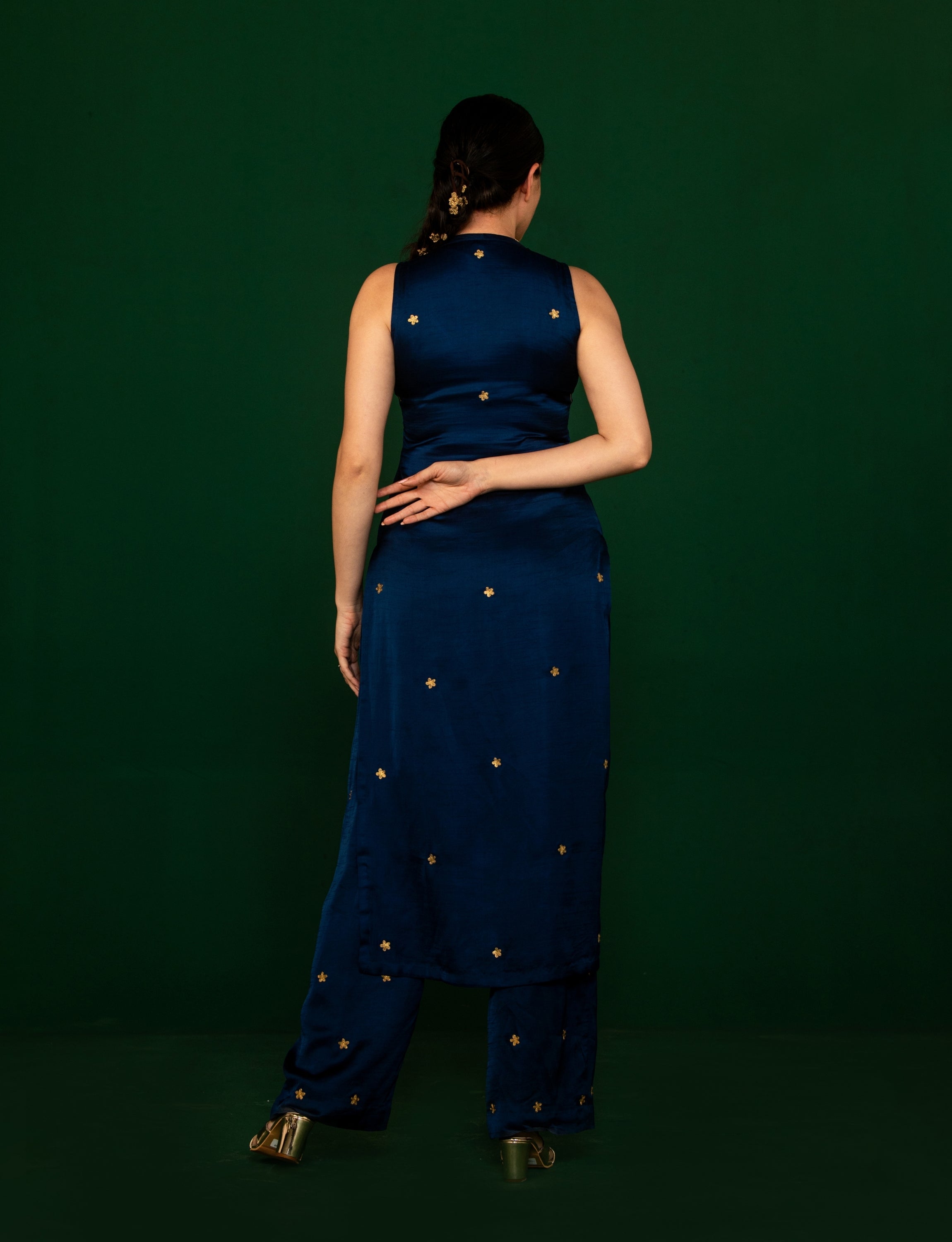 Royal Blue Hand Embroidered Kurta