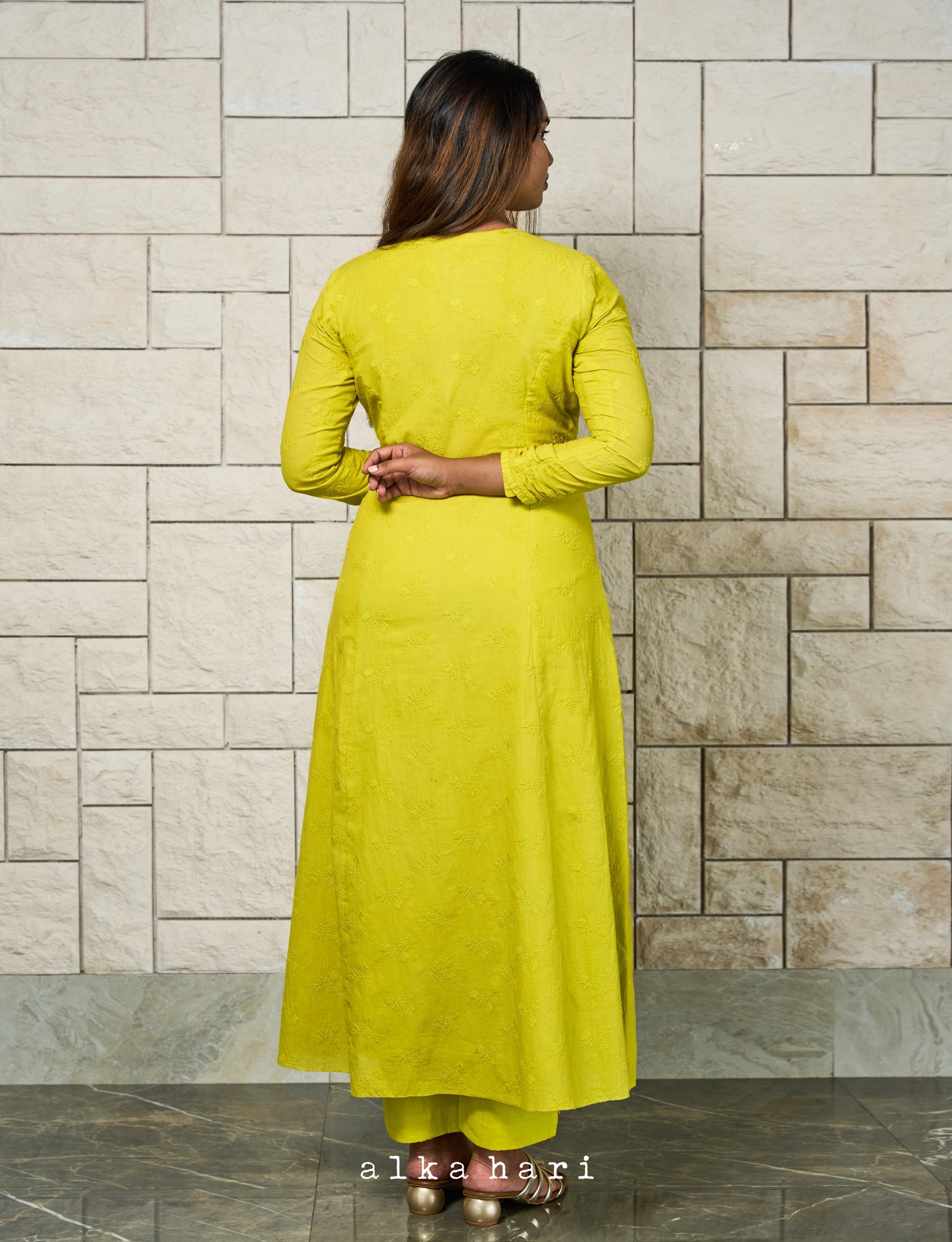 Lime Yellow Anarkali