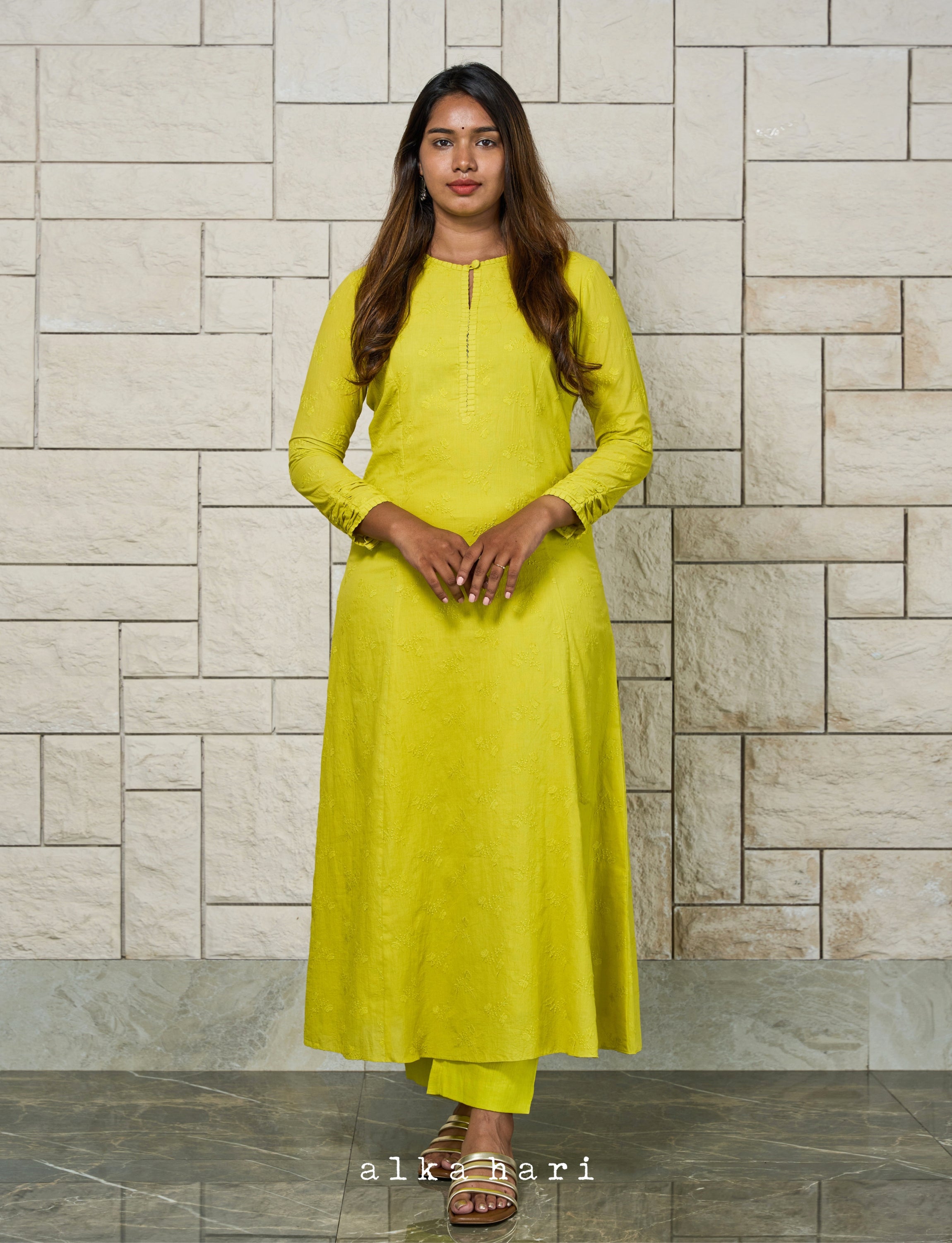 Lime Yellow Anarkali