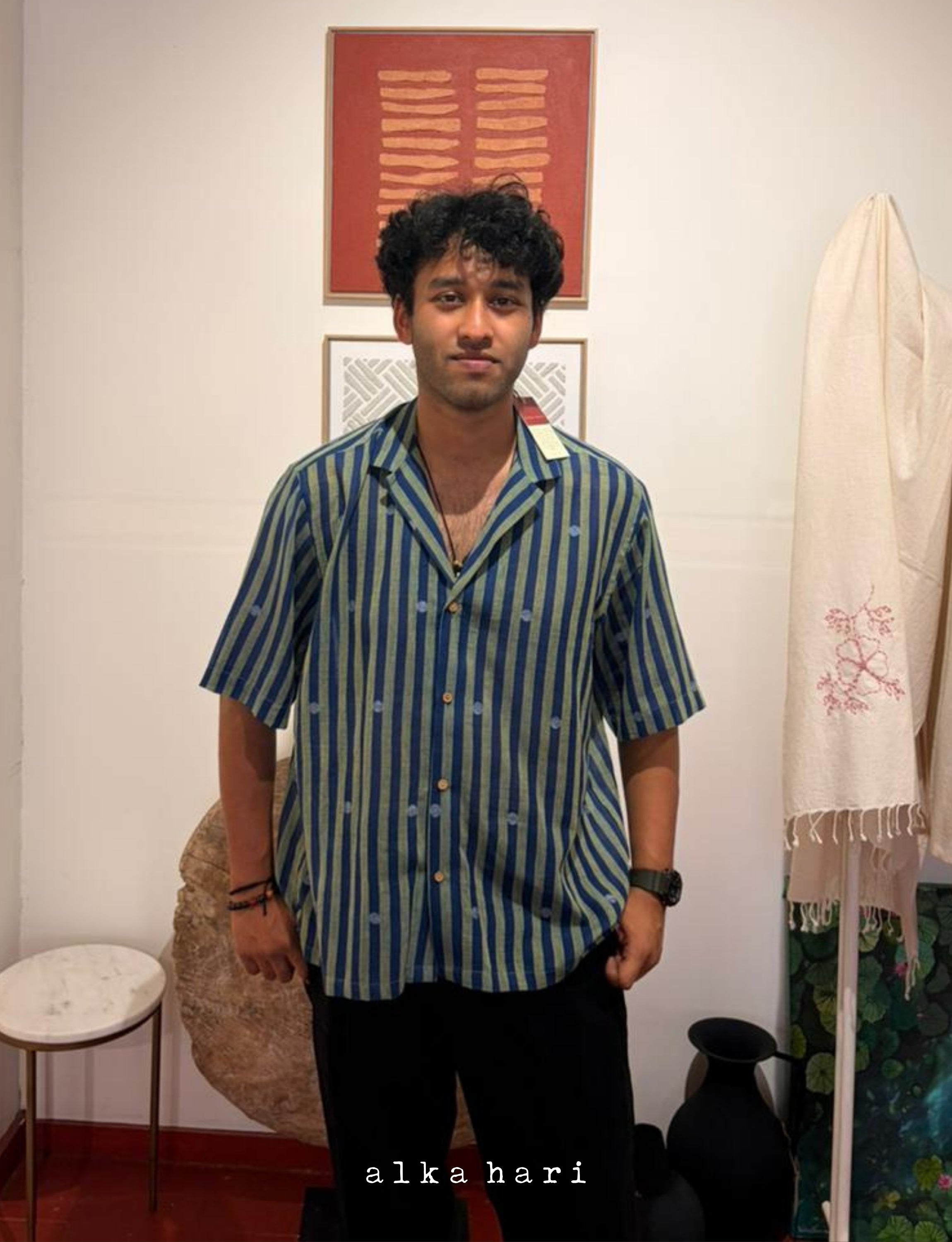 Dark Blue Stripped Shirt for Men