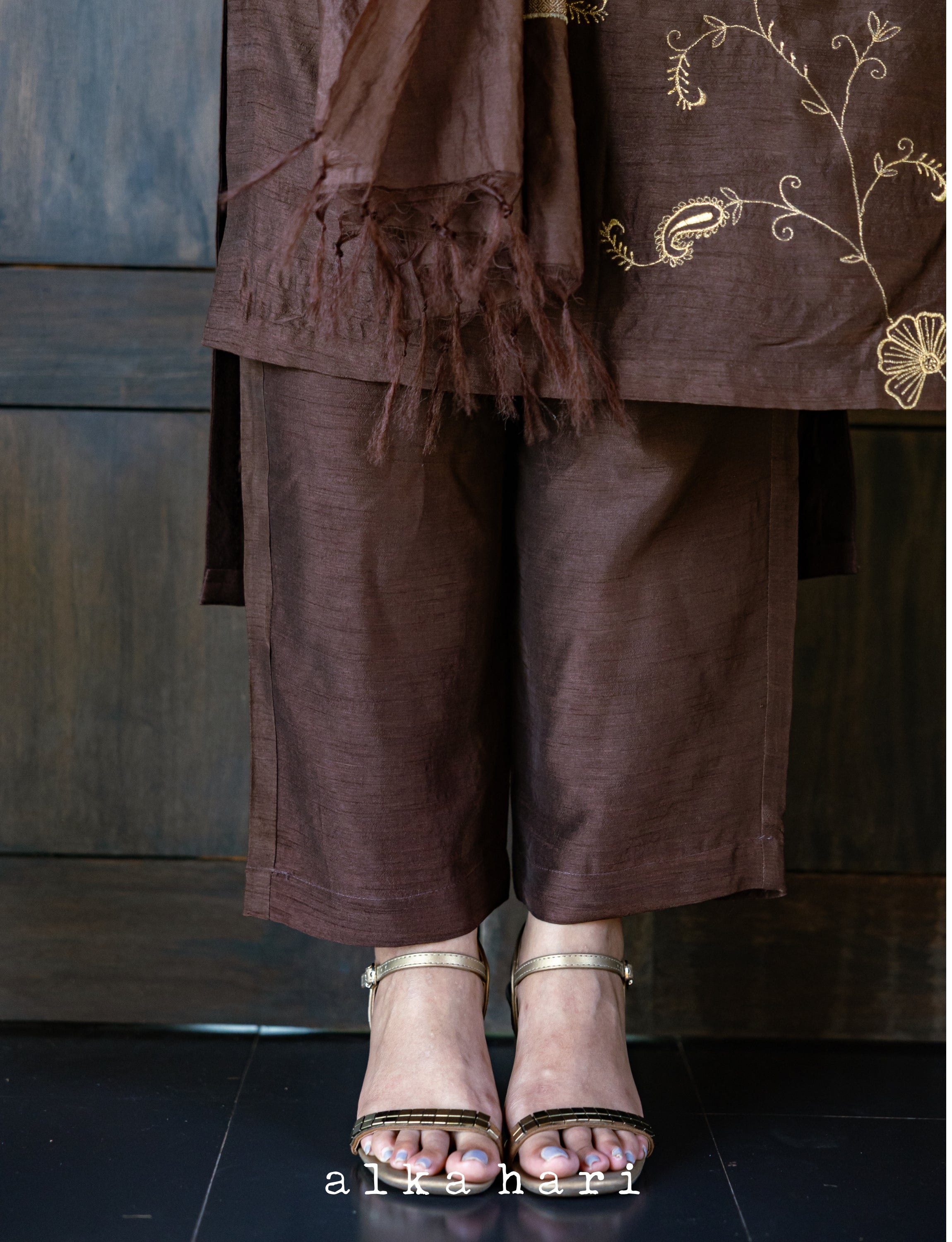 Coffee Brown Silk Pants