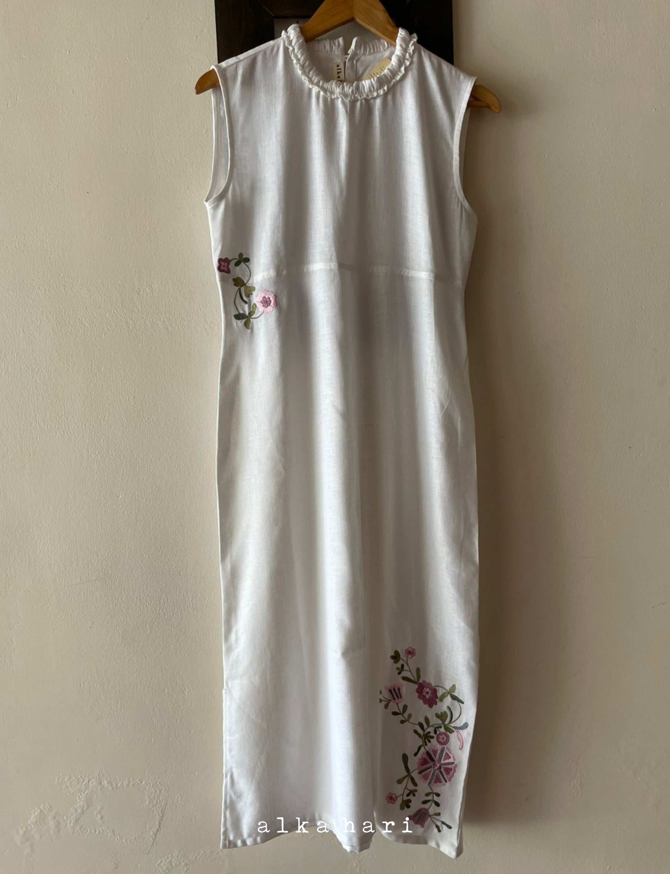 White Floral Embroidered Dress