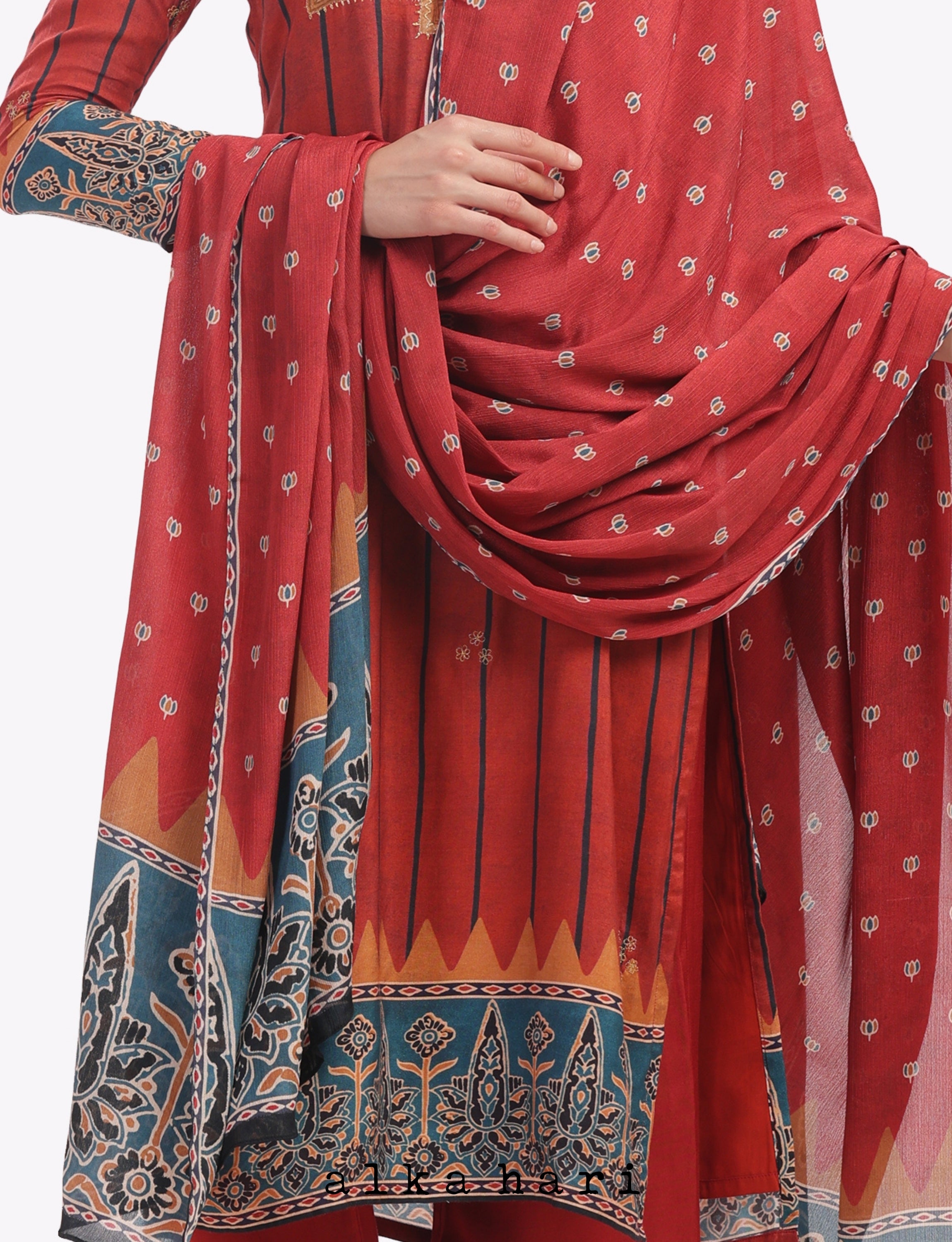 Rustic Red Printed Dupatta