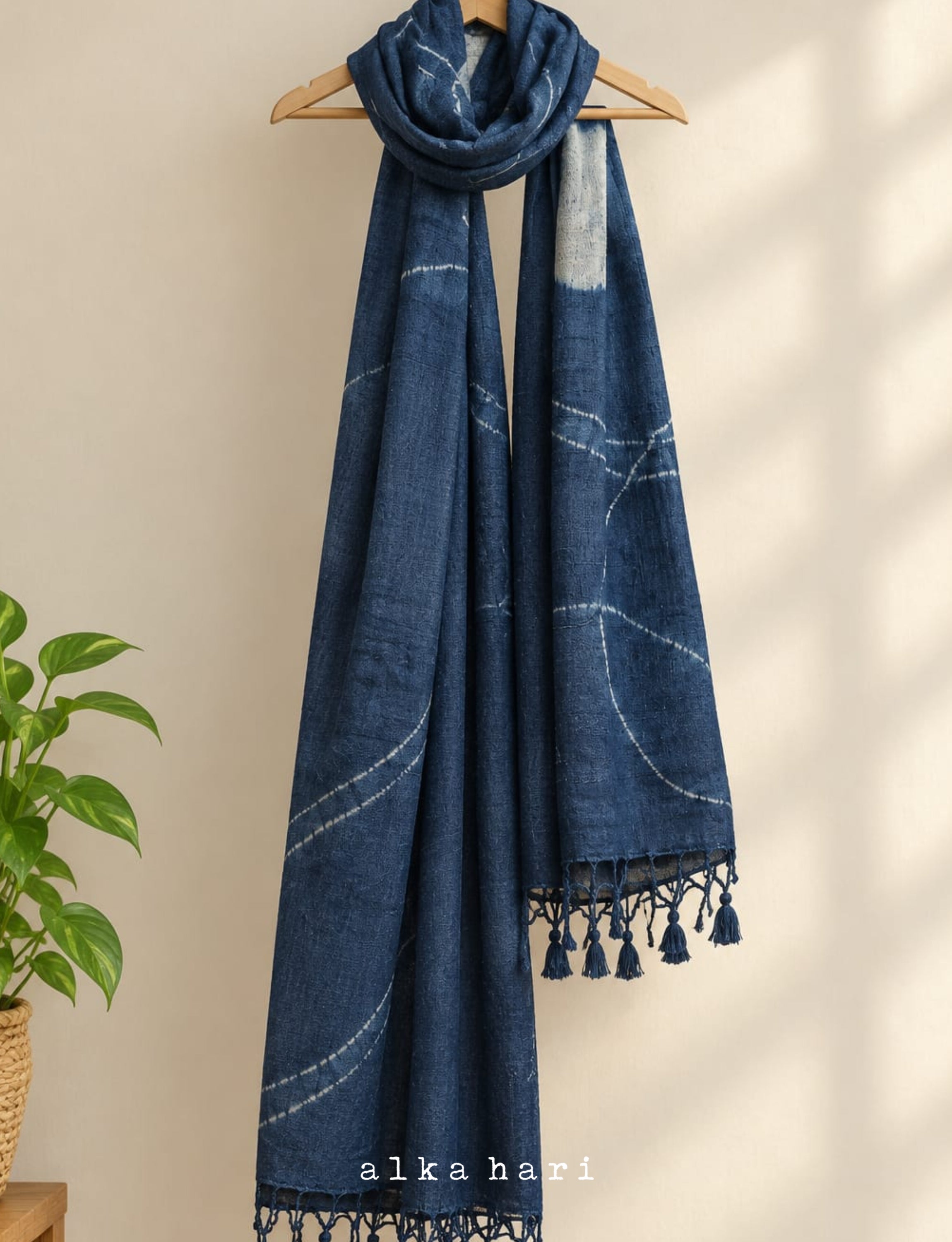 Indigo Shibori Tussar Silk Store