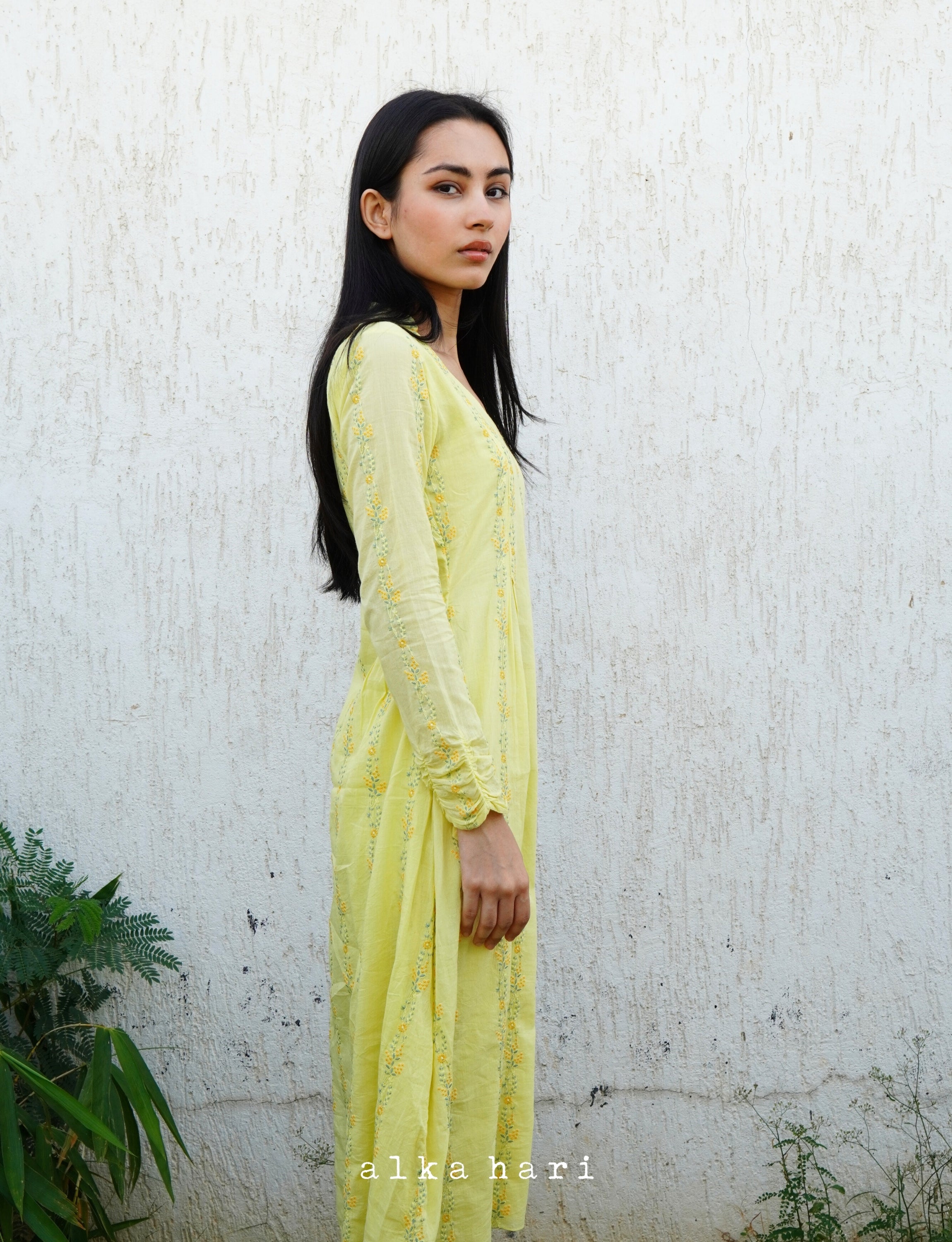 Pastel Yellow Embroidered Anarkali