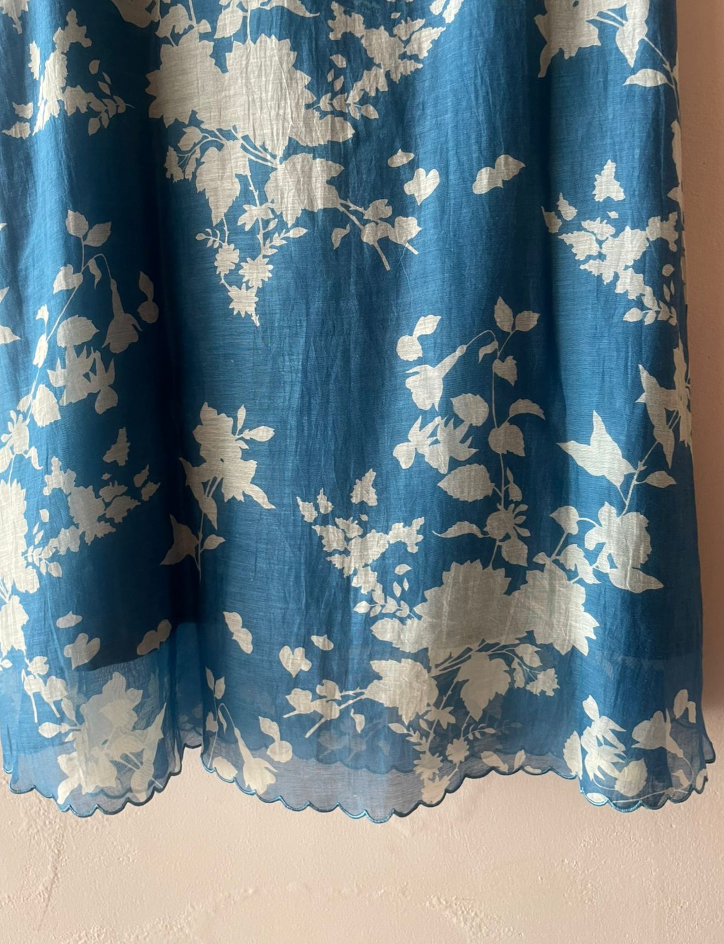 Floral Blue Chanderi Dress