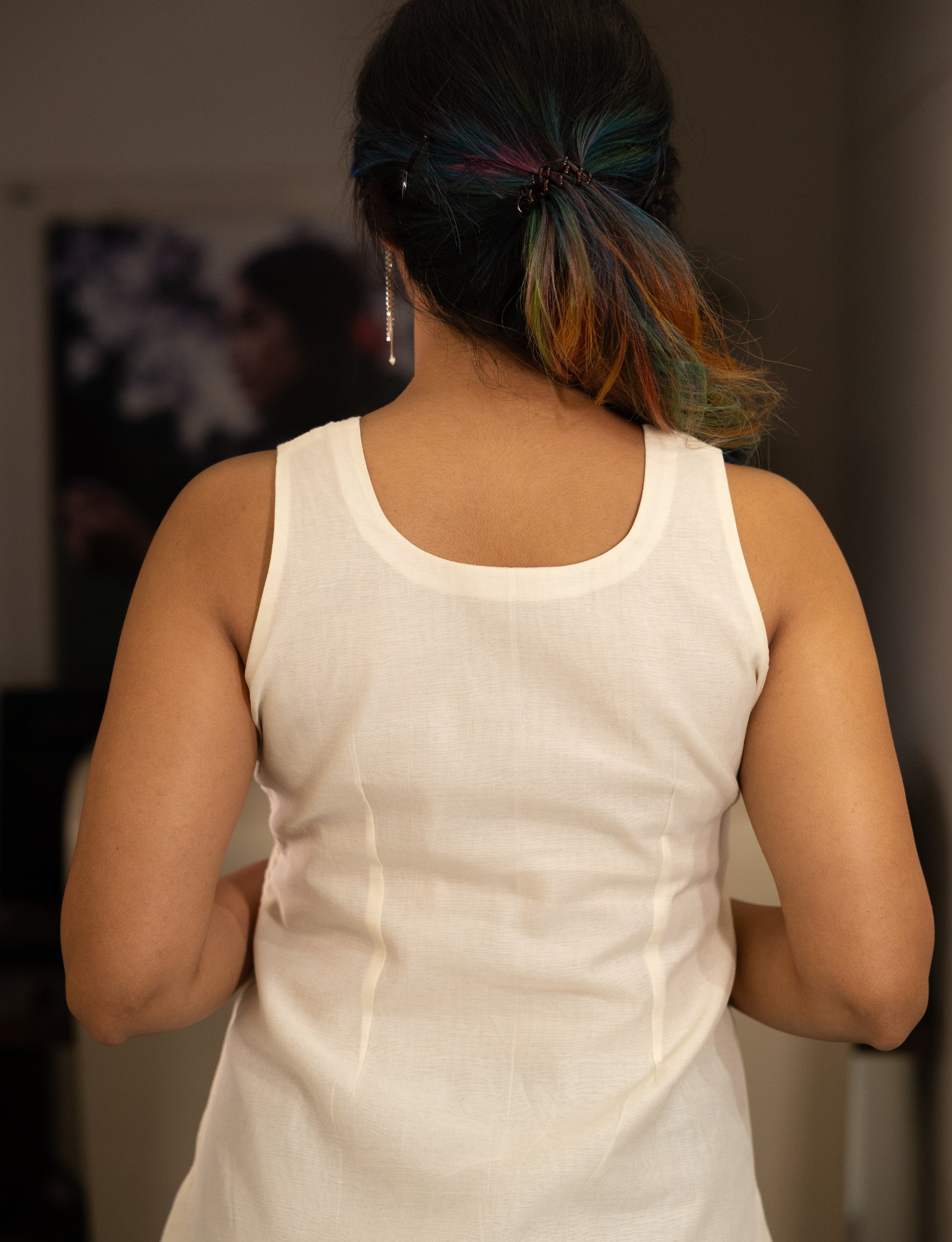 White Chanderi Silk Tiered Dress